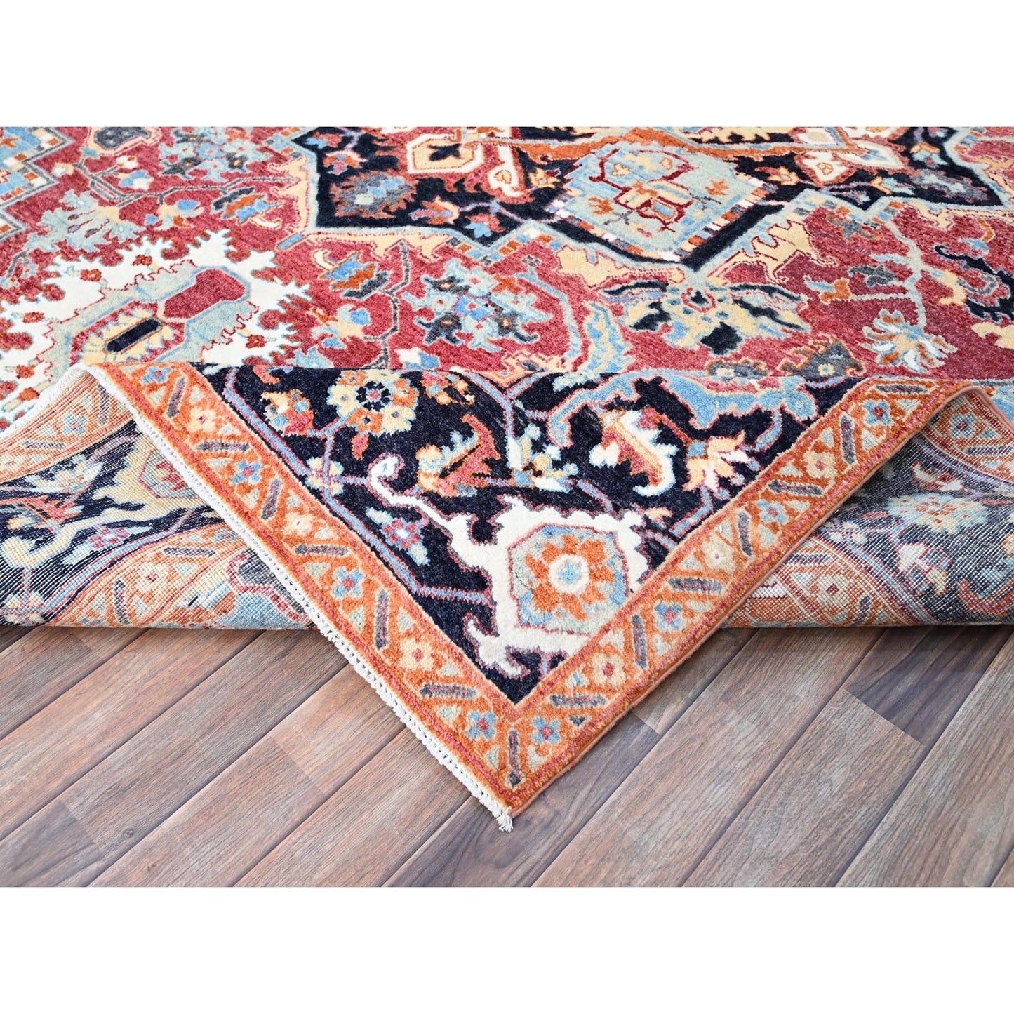 9'2"X11'8" Pink Seeripe Heris Wool Hand Knotted Denser Weave Oriental Rug