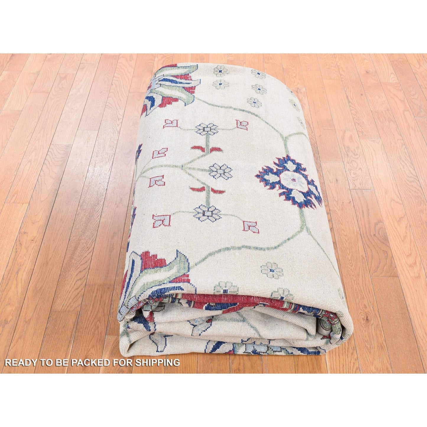 9'10"X14' Cream Color Hand Knotted Kazak Pure Wool Oriental Rug