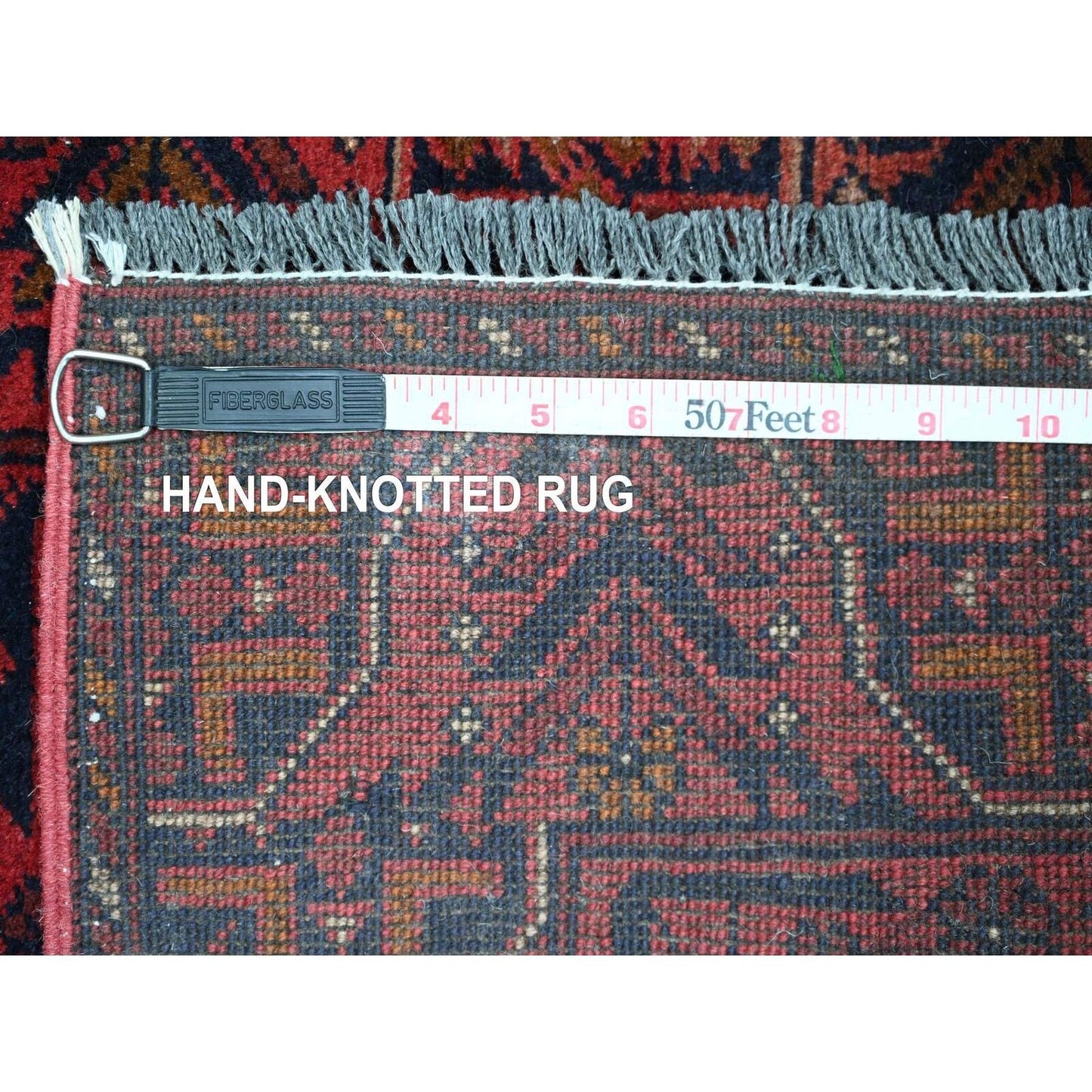 2'2"X8'2" Red Hand Knotted Andkhoy Geometric Design Soft Wool Runner Rug