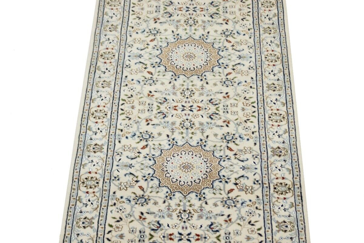 Handmade Indo-Nain Runner Rug Classic Floral