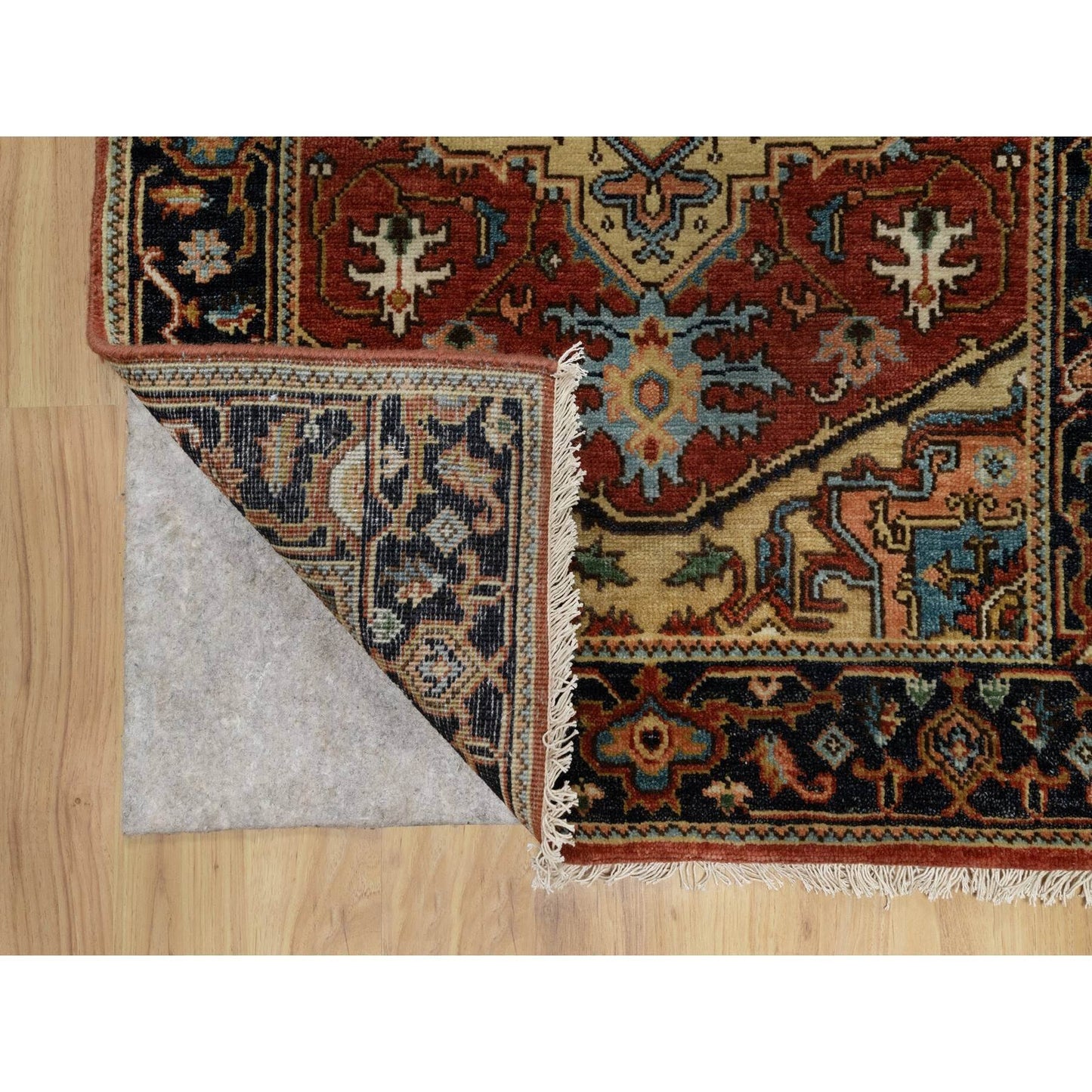 2'8"X8' Auburn Red Hand Knotted Heris Revival New Zealand Wool Runner Rug