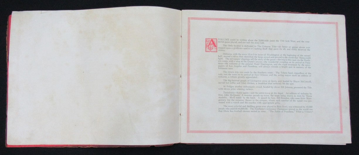 1926 Rose Bowl "Will To Win" Pictorial