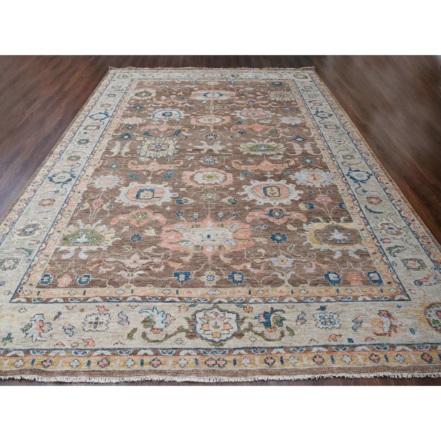 12'X17'9"Brown Oushak Design Hand Knotted Wool Oversize Oriental Rug