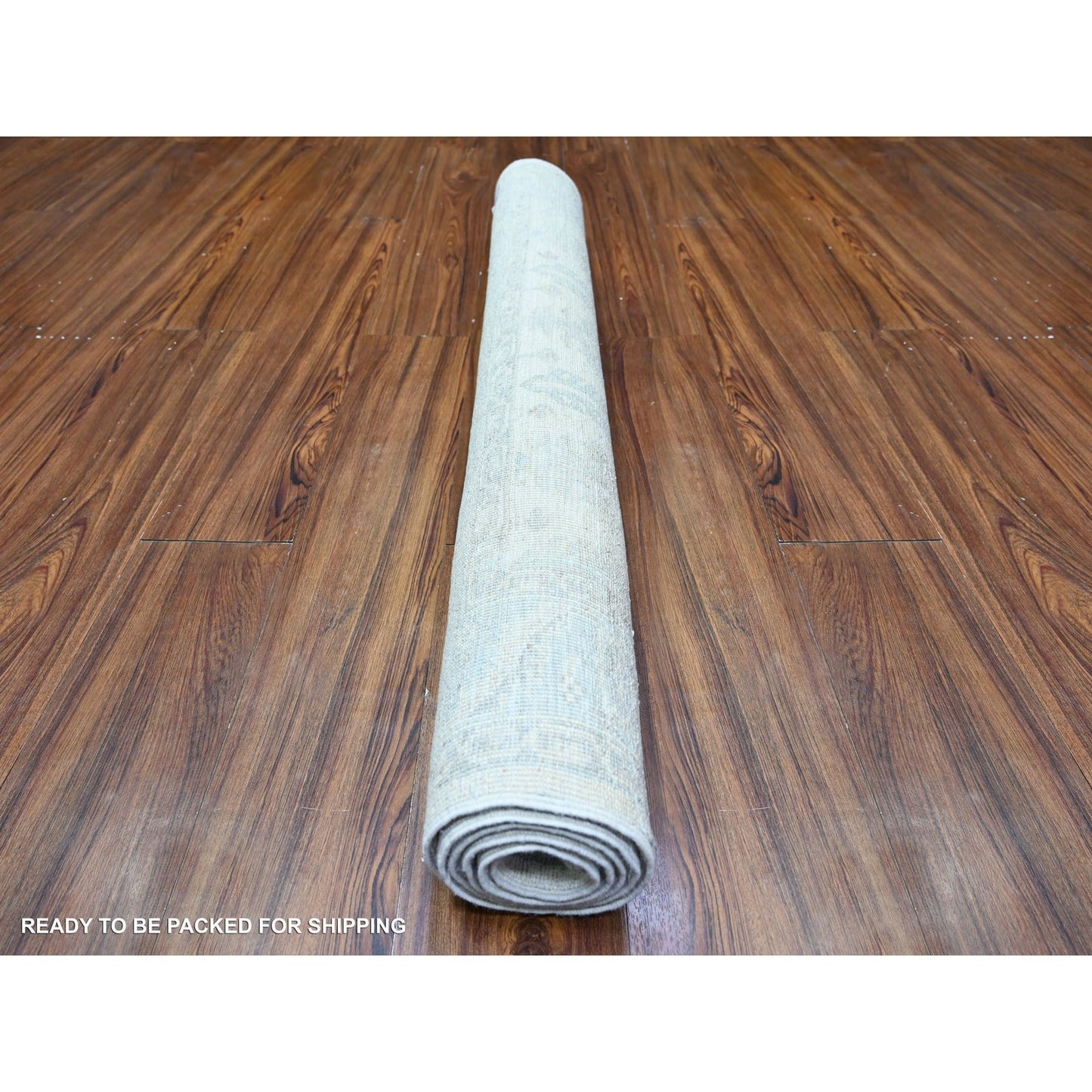 3'10"X5'8" Lace Ivory Stone Washed Peshawar Faded Out Hand Knotted Rug