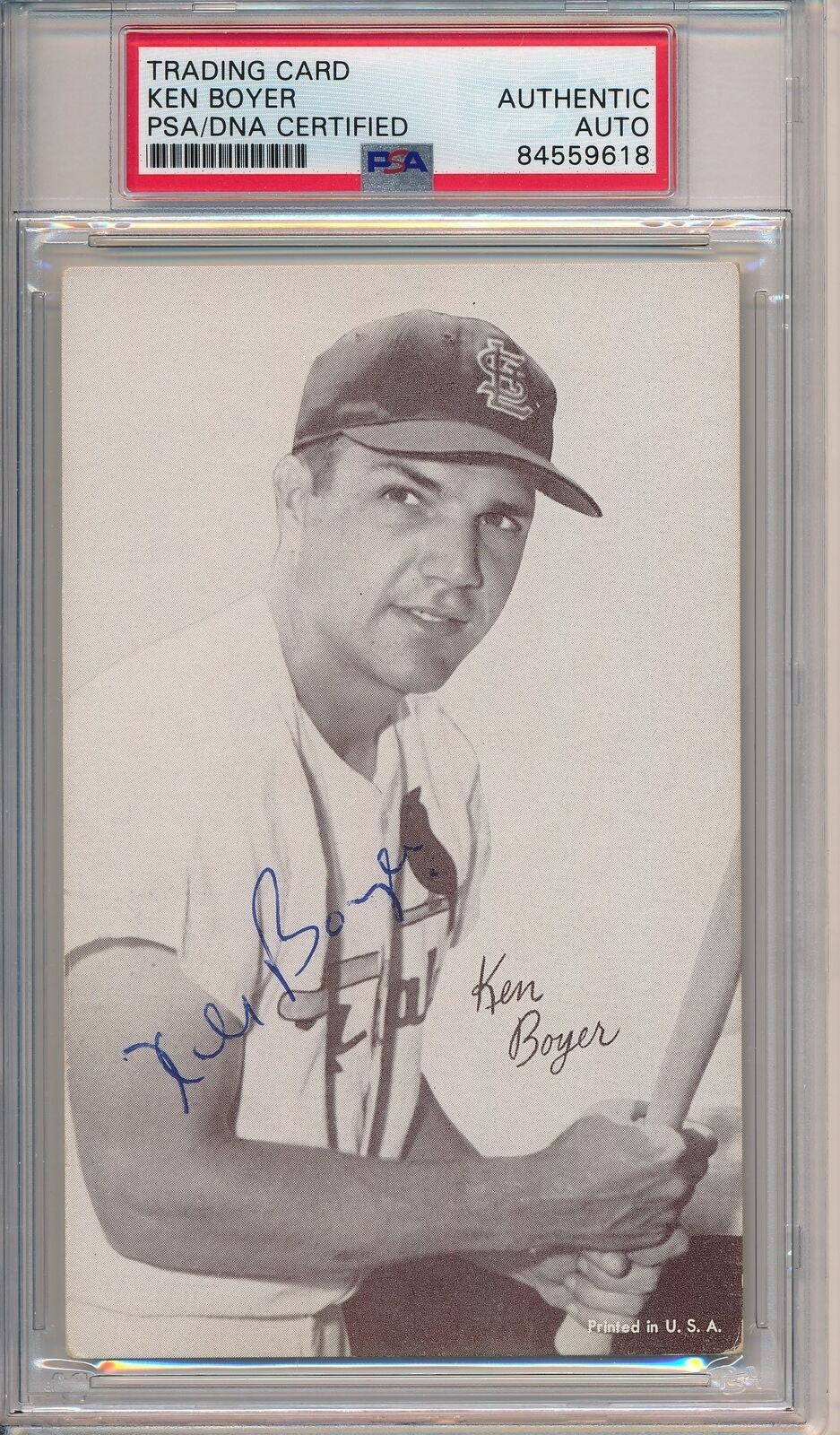 Ken Boyer Cardinals Signed/Auto 3.5X5.5 B/W