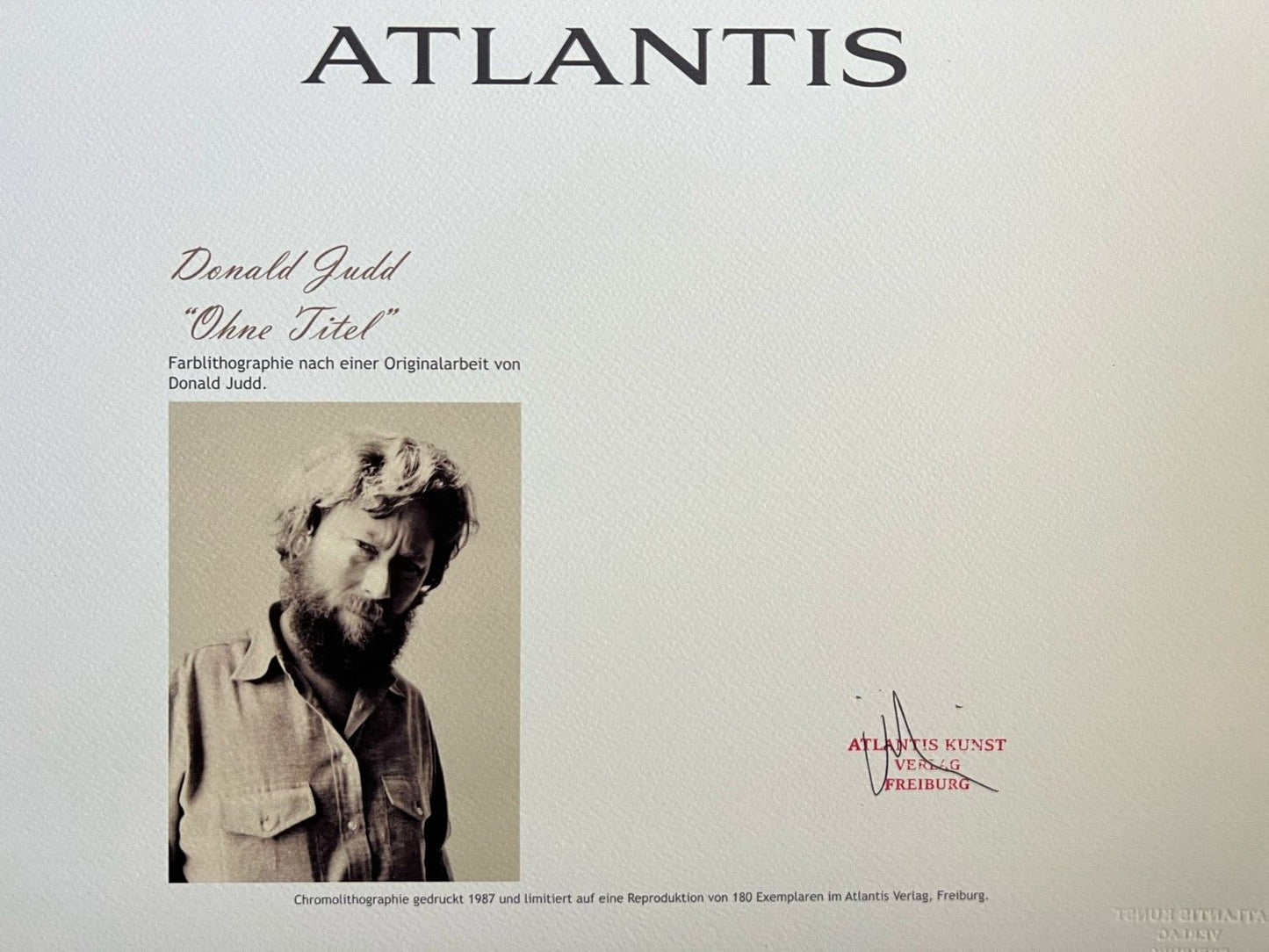 Donald Judd Lithograph Coa Signed Op Numbered