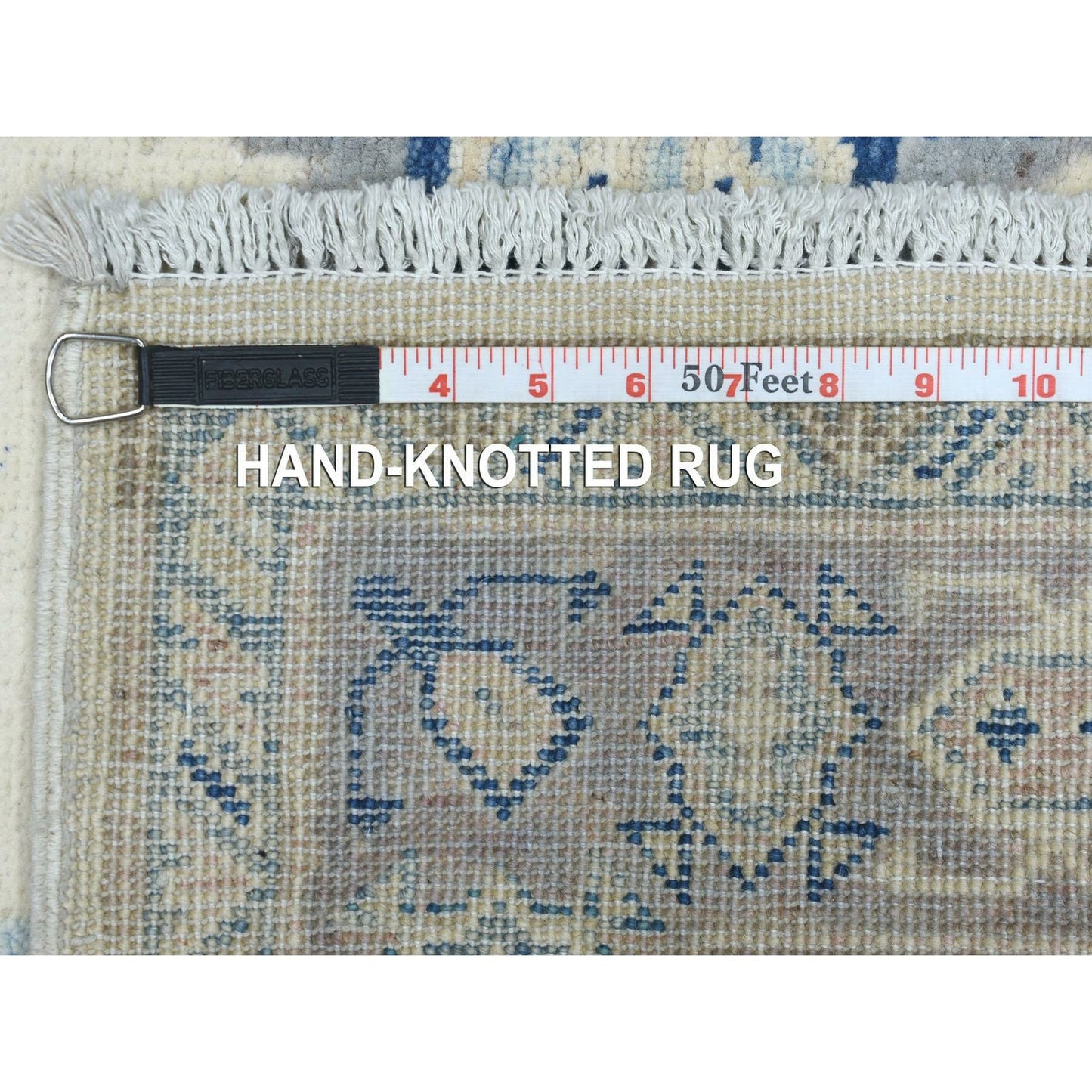 3'9"X5'9" Ivory Vintage Look Kazak Organic Wool Hand Knotted Rug