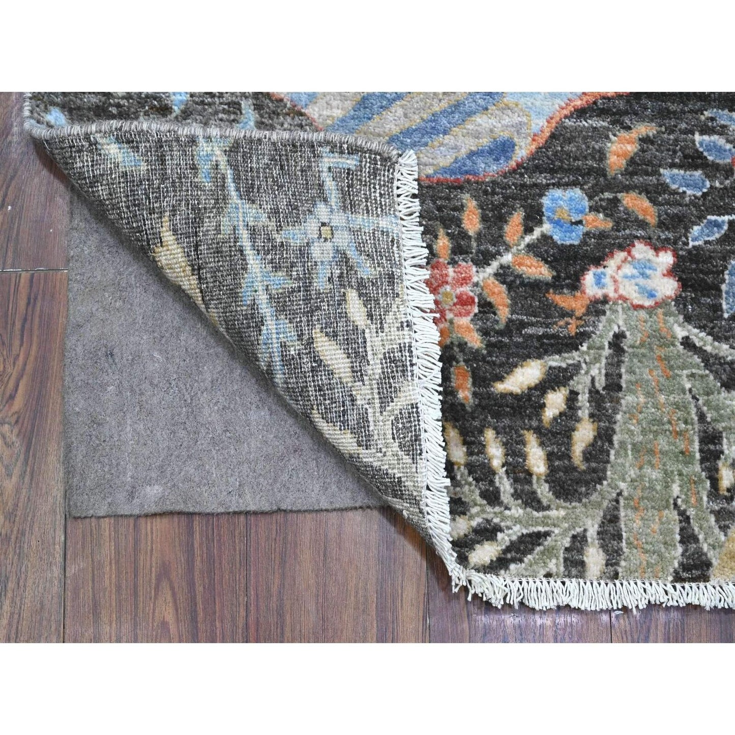 2'6"X17'9" Gray Peshawar Hand Knotted Wool Birds Paradise Xl Runner Rug