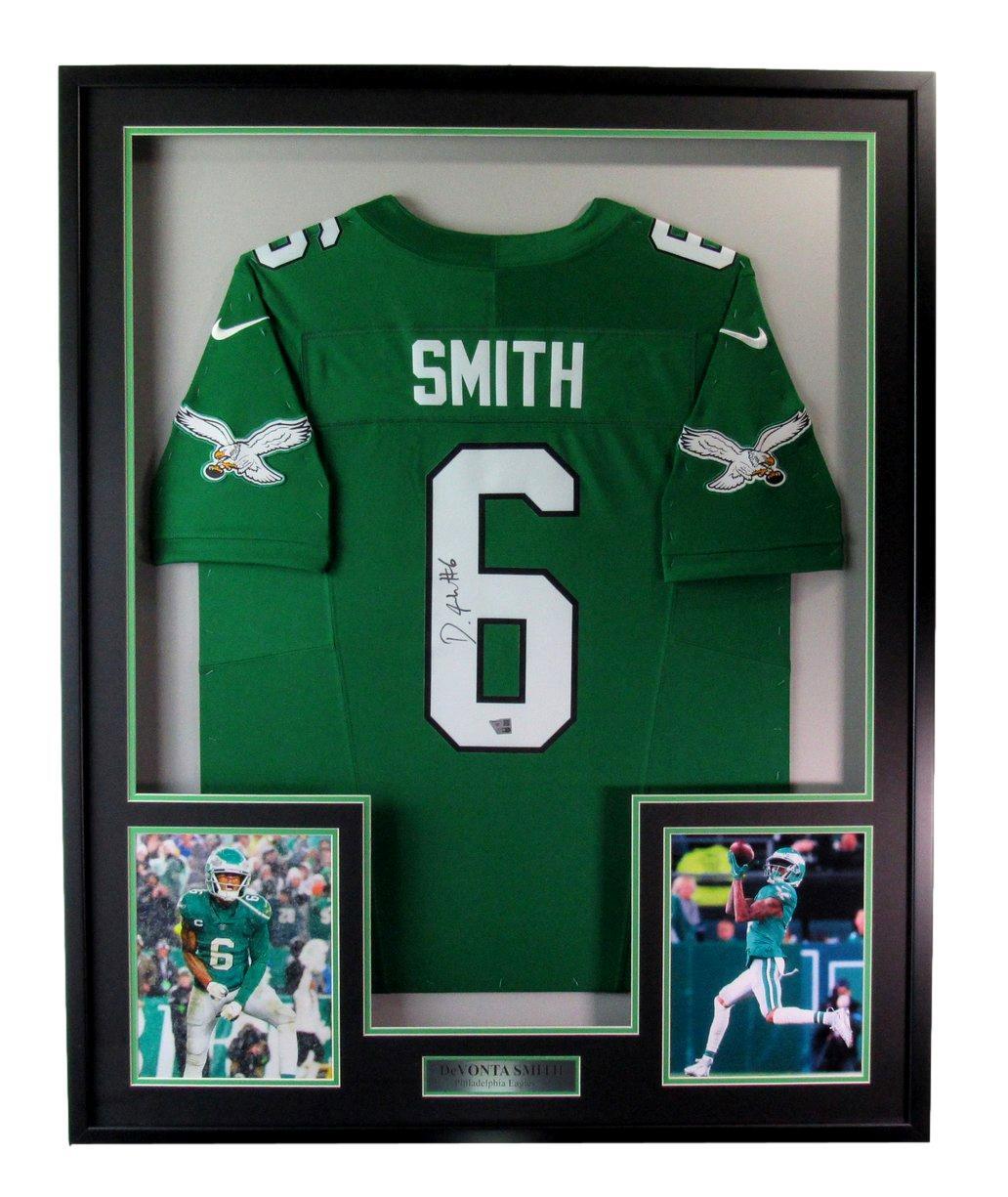 Devonta Smith Signed Green Football Jersey