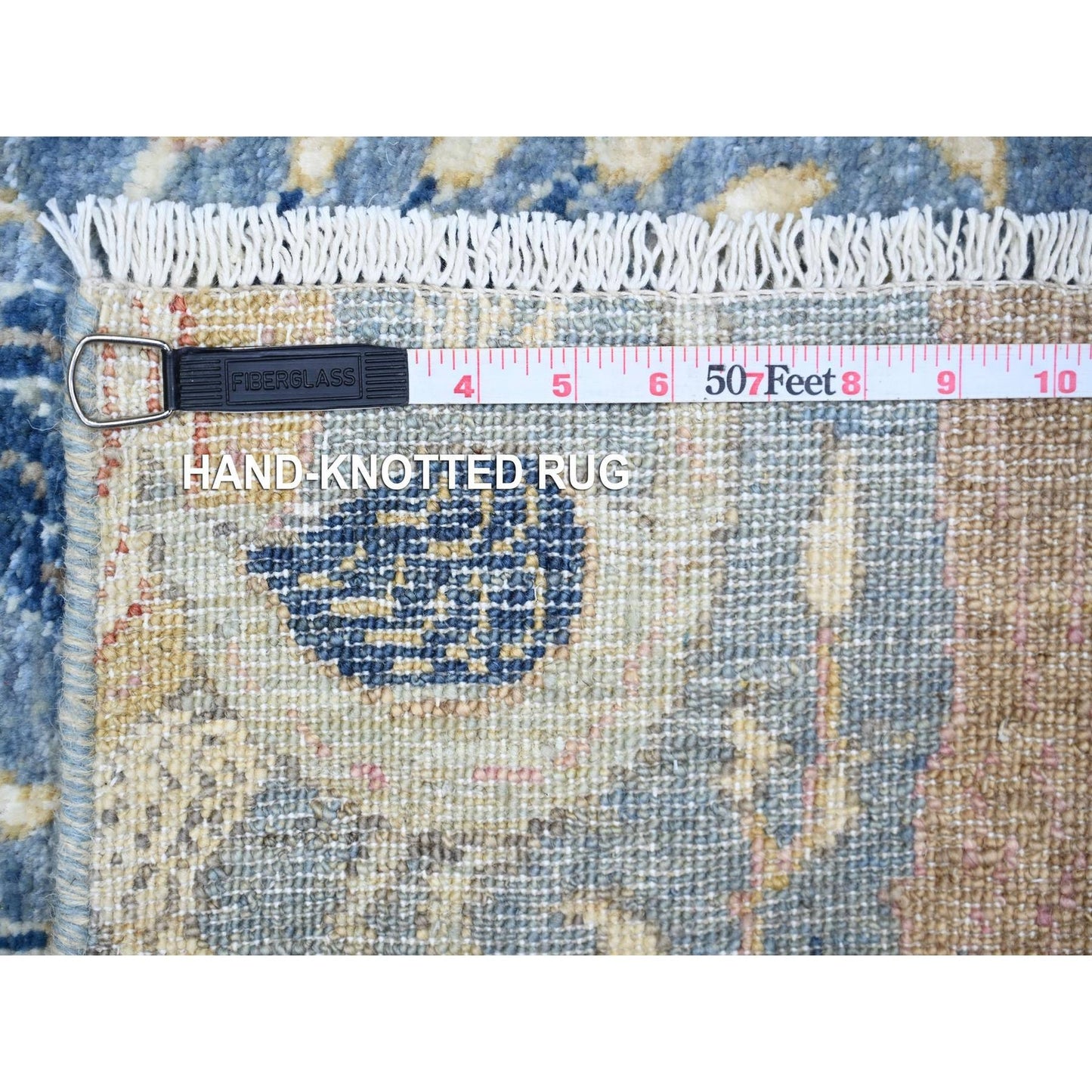 3'X10'2" Blue Peshawar Birds Of Paradise Wool Hand Knotted Runner Rug
