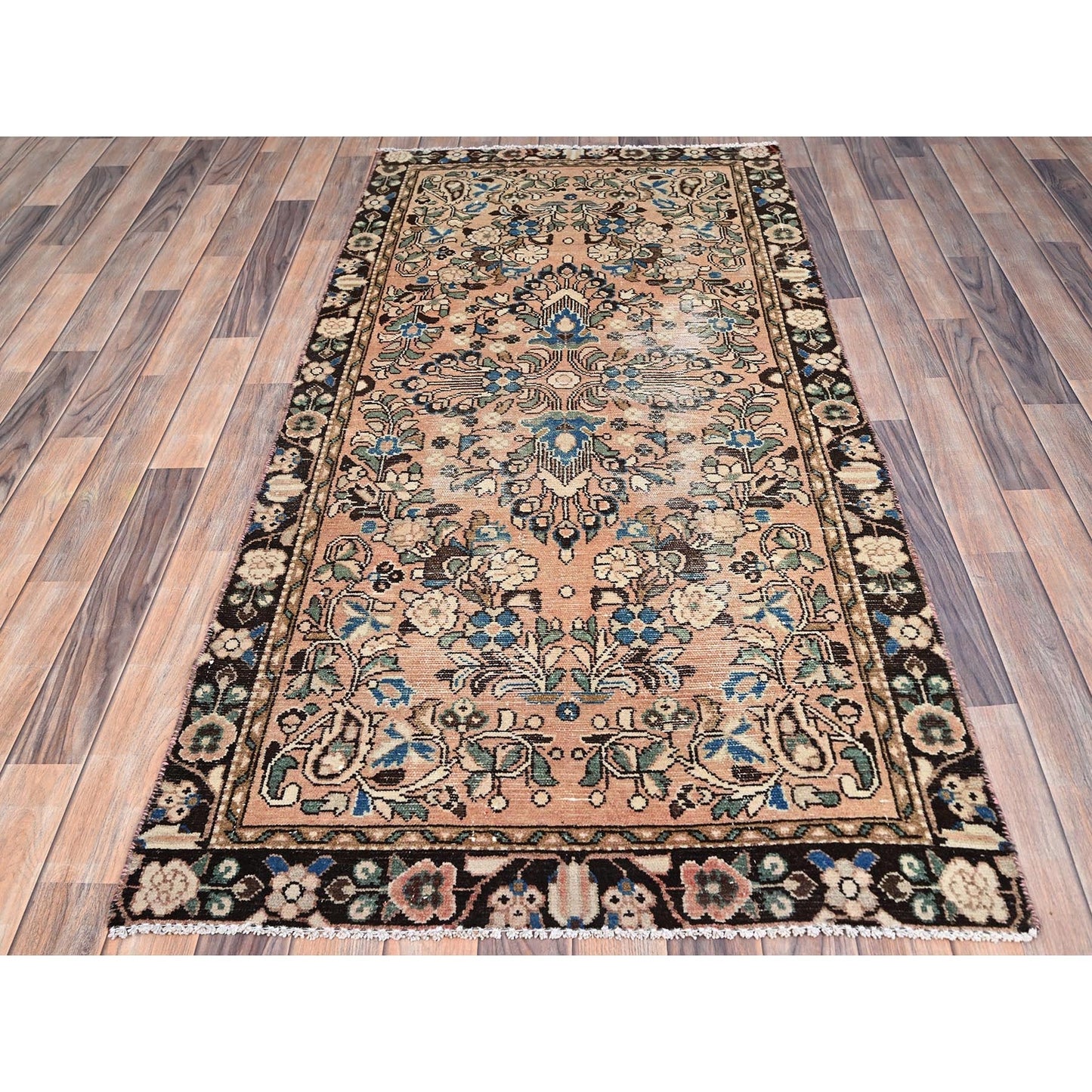 3'2"X6'7" Brown Semi Antique Zoroastrian Lilahan Wool Wide Runner Rug