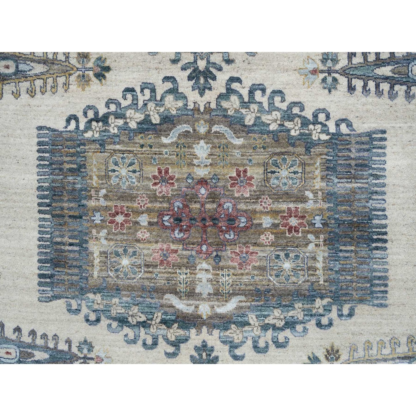 12'X12' Ivory Hand Knotted Reimagined Viss Design Natural Wool Round Rug