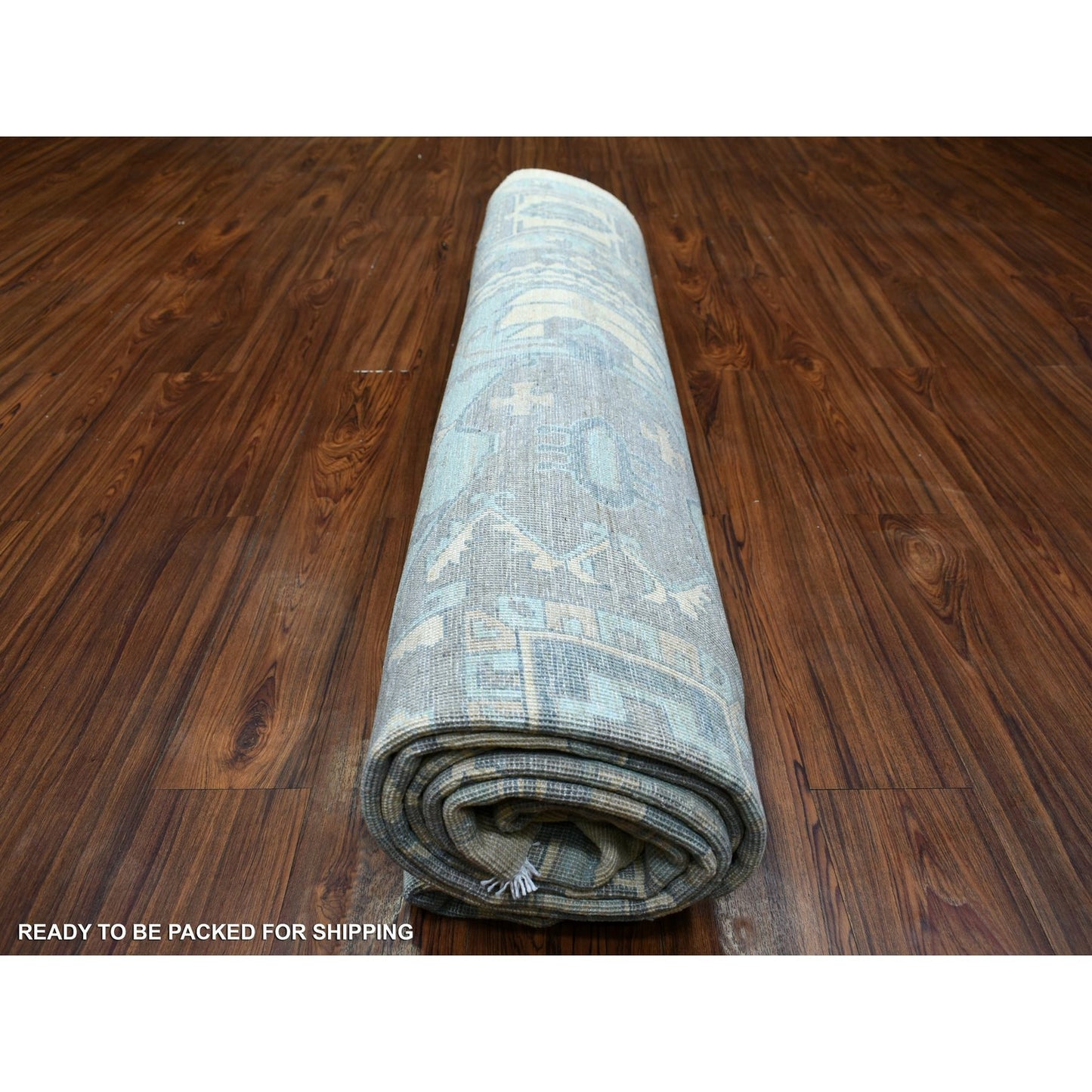 9'1"X11'9" Ivory Hand Knotted Fine Peshawar Afghan Wool Rug