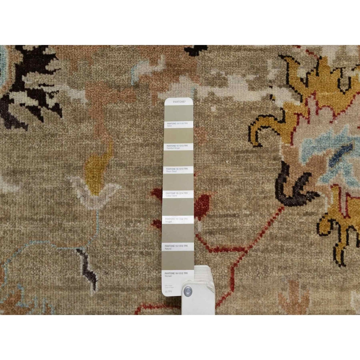 2'1"X3'2" Brown Broken Pattern Oushak Design Wool Hand Knotted Mat Rug