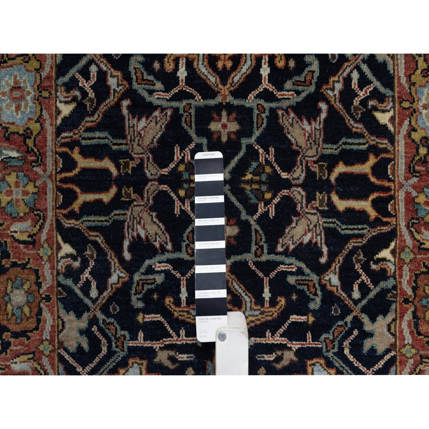 2'6"X22' Navy Antiqued Fine Heris Recreation Hand Knotted Wool Runner Rug