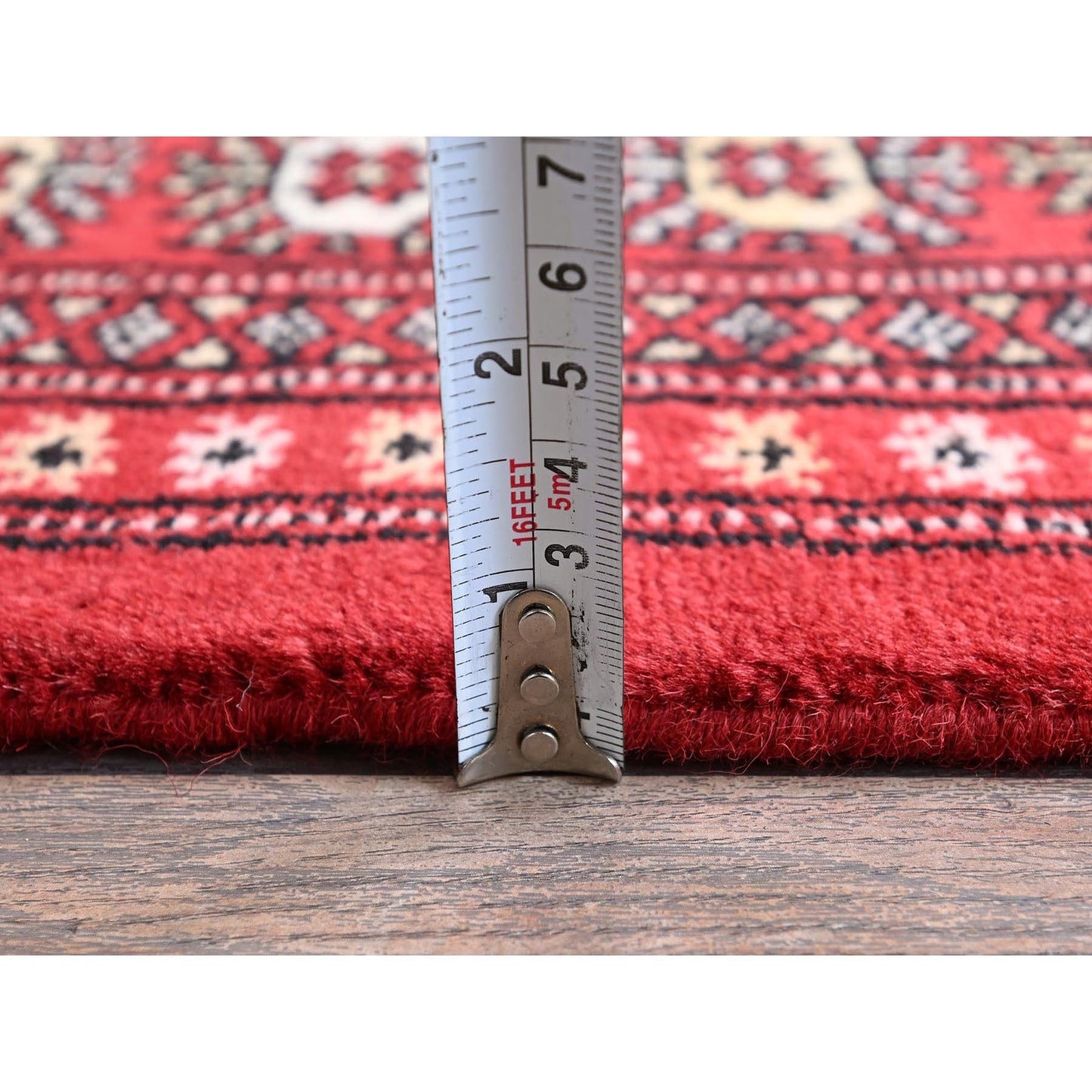 5'1"X8'1" Chili Red Princess Bokara Soft Wool Hand Knotted Mat Rug