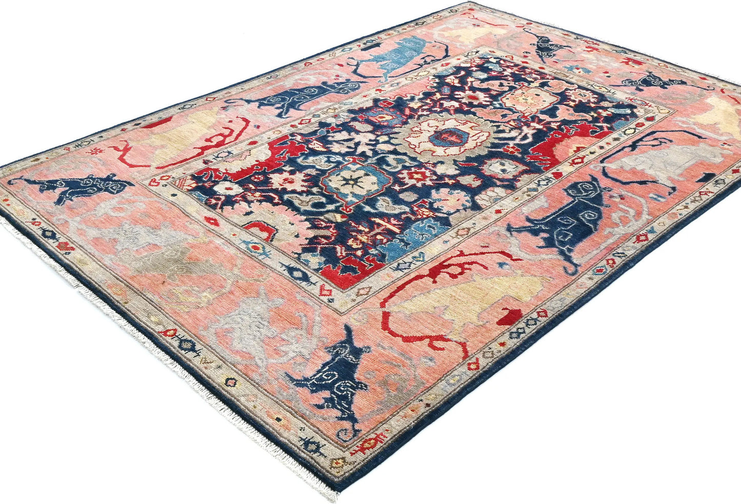 Handmade Kazak Pakistan Rug Floral Modern Design