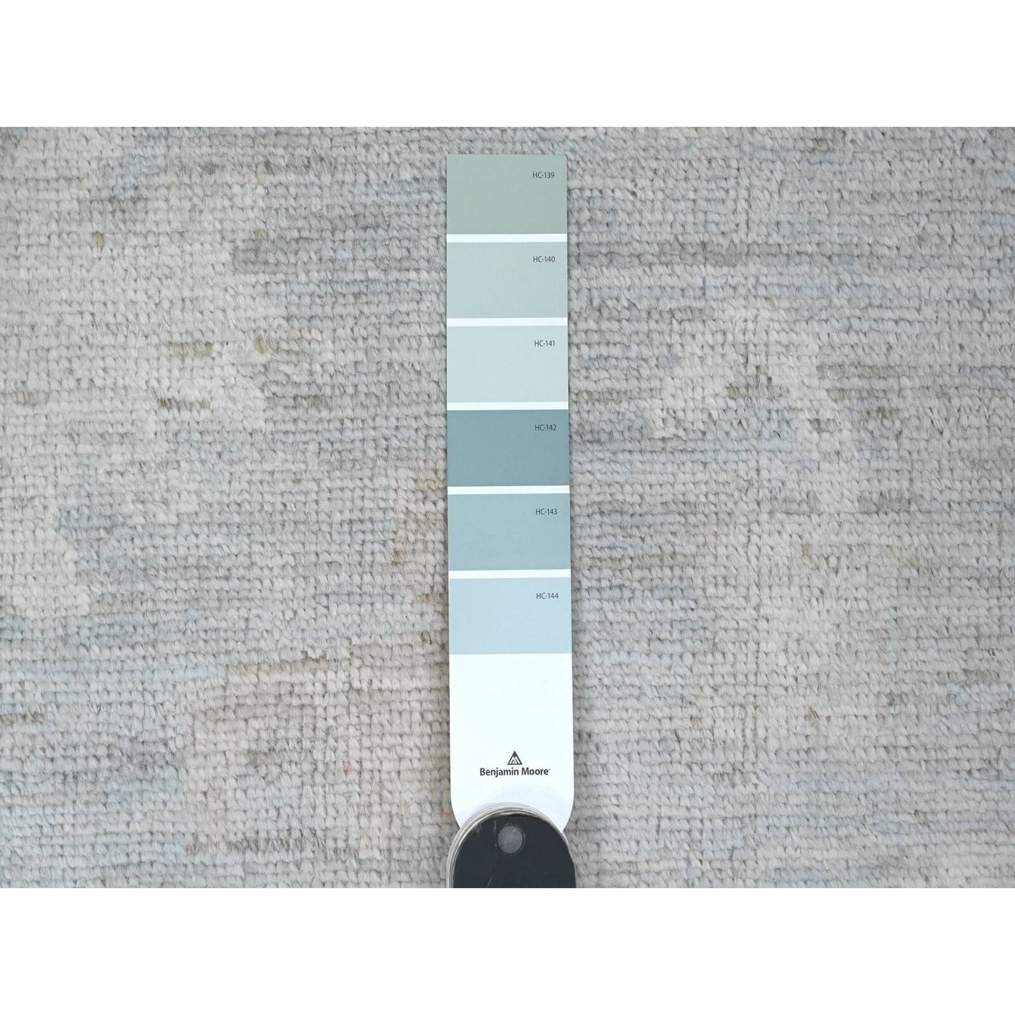 3'X15'6" Blue Angora Oushak Leaf Design Hand Knotted Pure Wool Runner Rug
