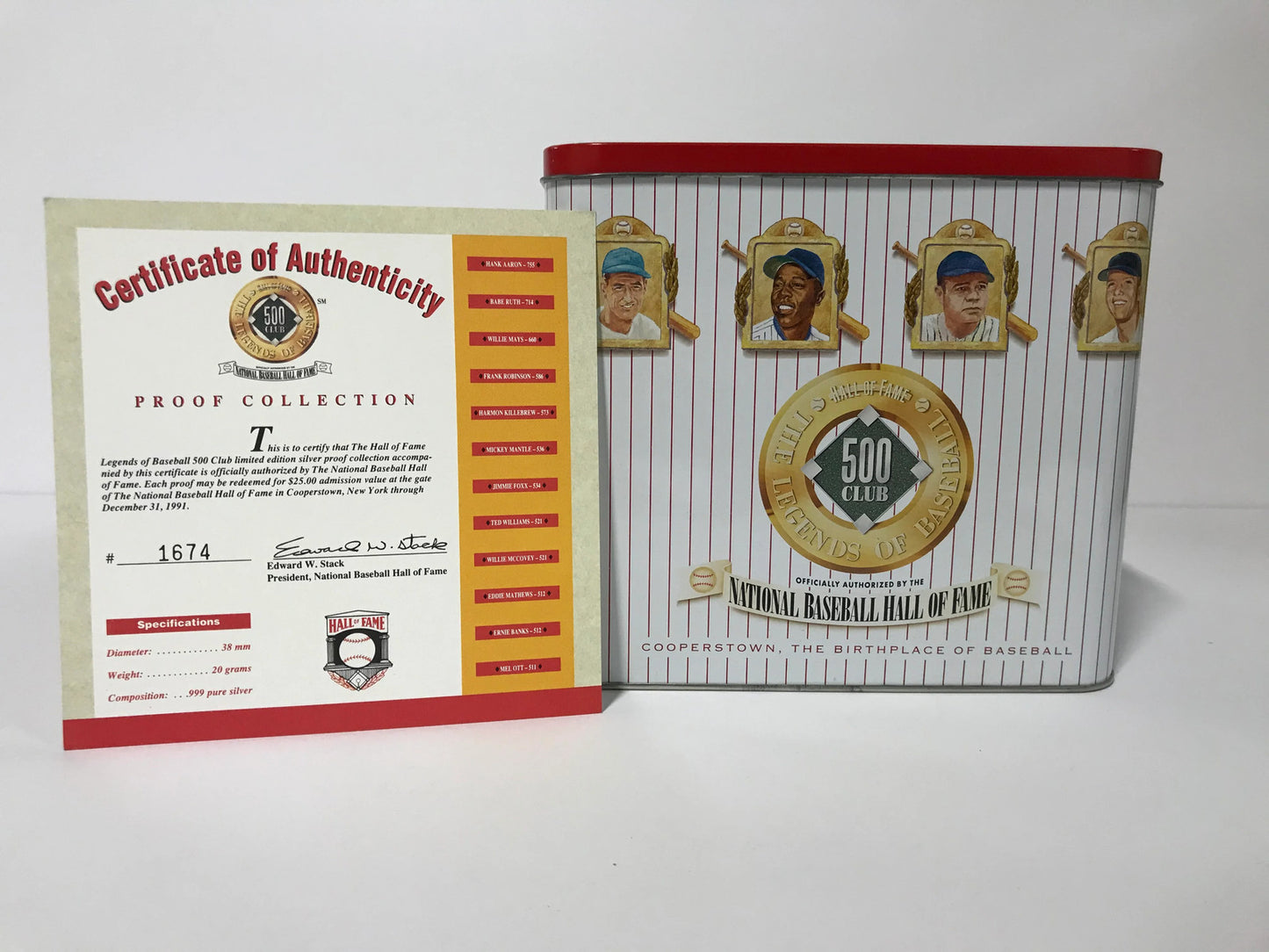 Hall Of Fame Legends Of Baseball 500 Hr Club .999