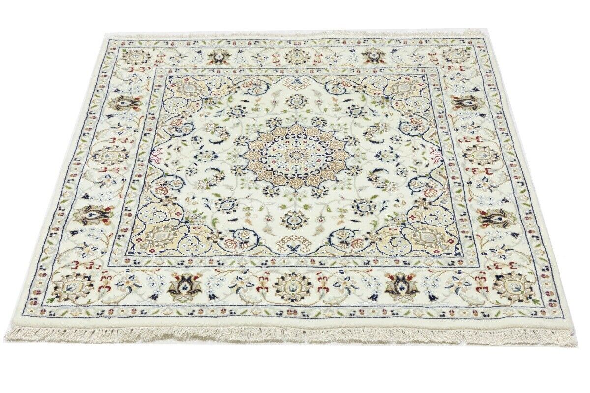 Indo-Nain Oriental Square Rug Vintage Floral
