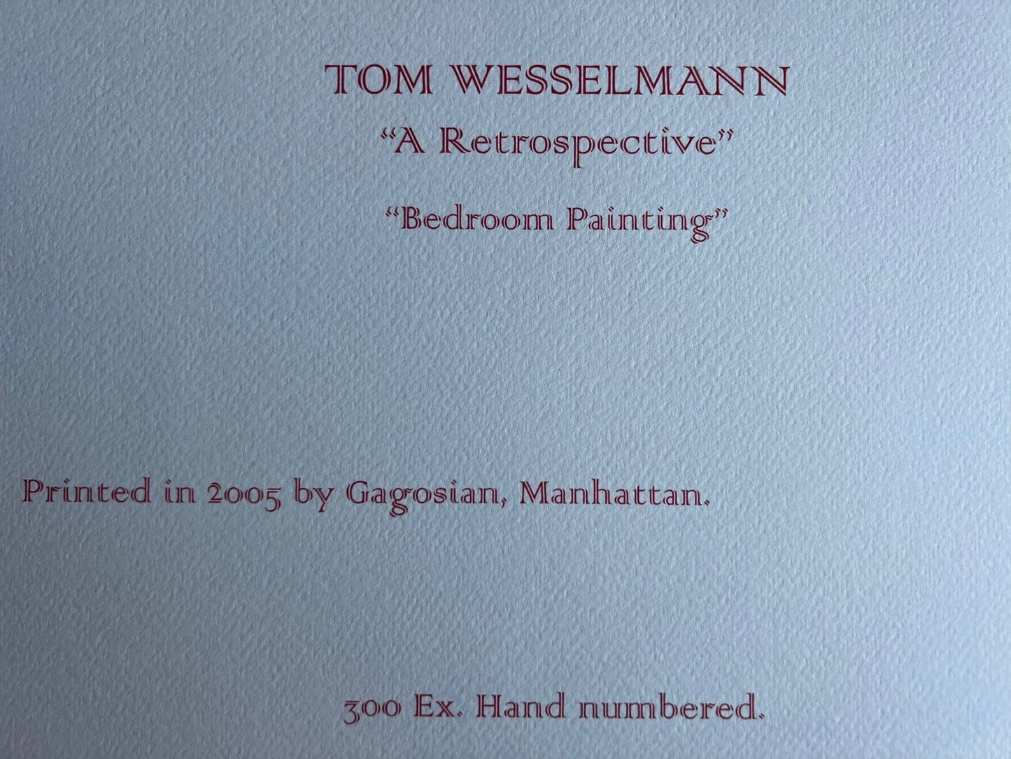 Tom Wesselmann Lithograph Coa Signed Numbered