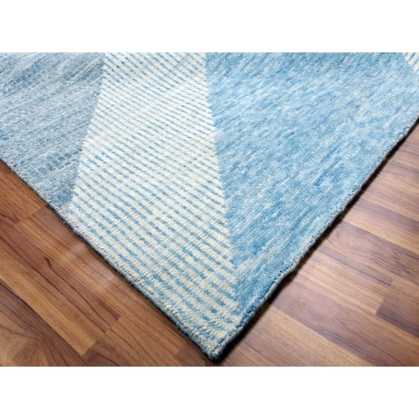 9'X12'1" Blue Geometric Art Deco Collection Wool Hand Knotted Rug