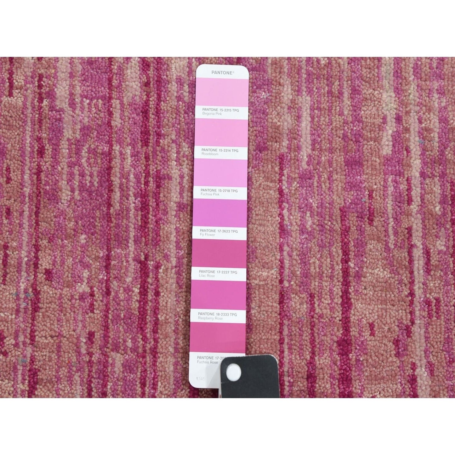 2'7"X8'3" Pink Hand Knotted Vertical Ombre Design Runner Oriental Rug