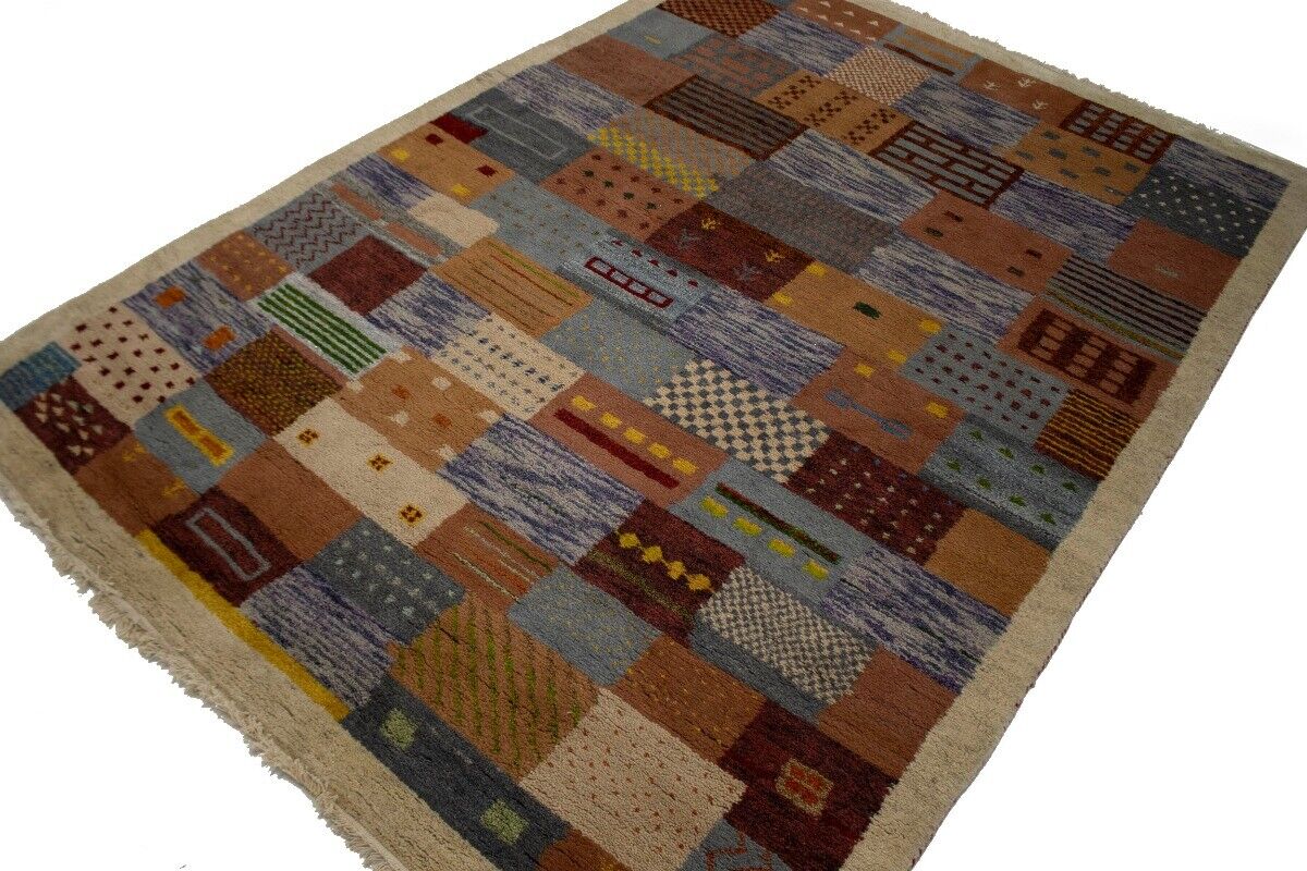 Handmade Tribal Checker Design Indo-Gabbeh Rug