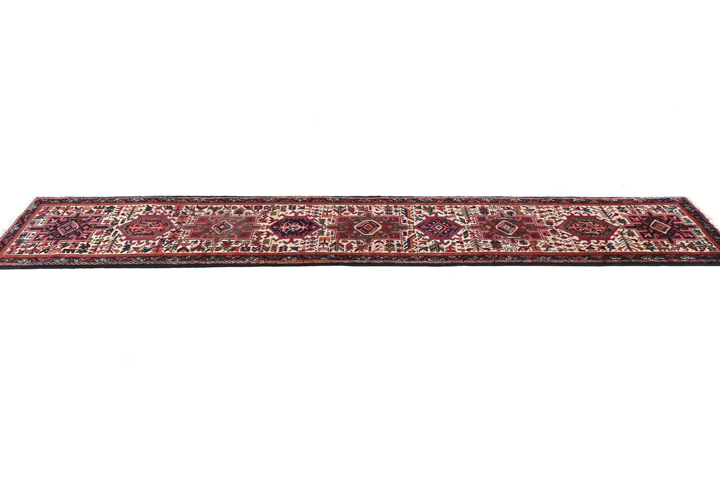 Vintage Red Tribal Design Oriental Runner Wool