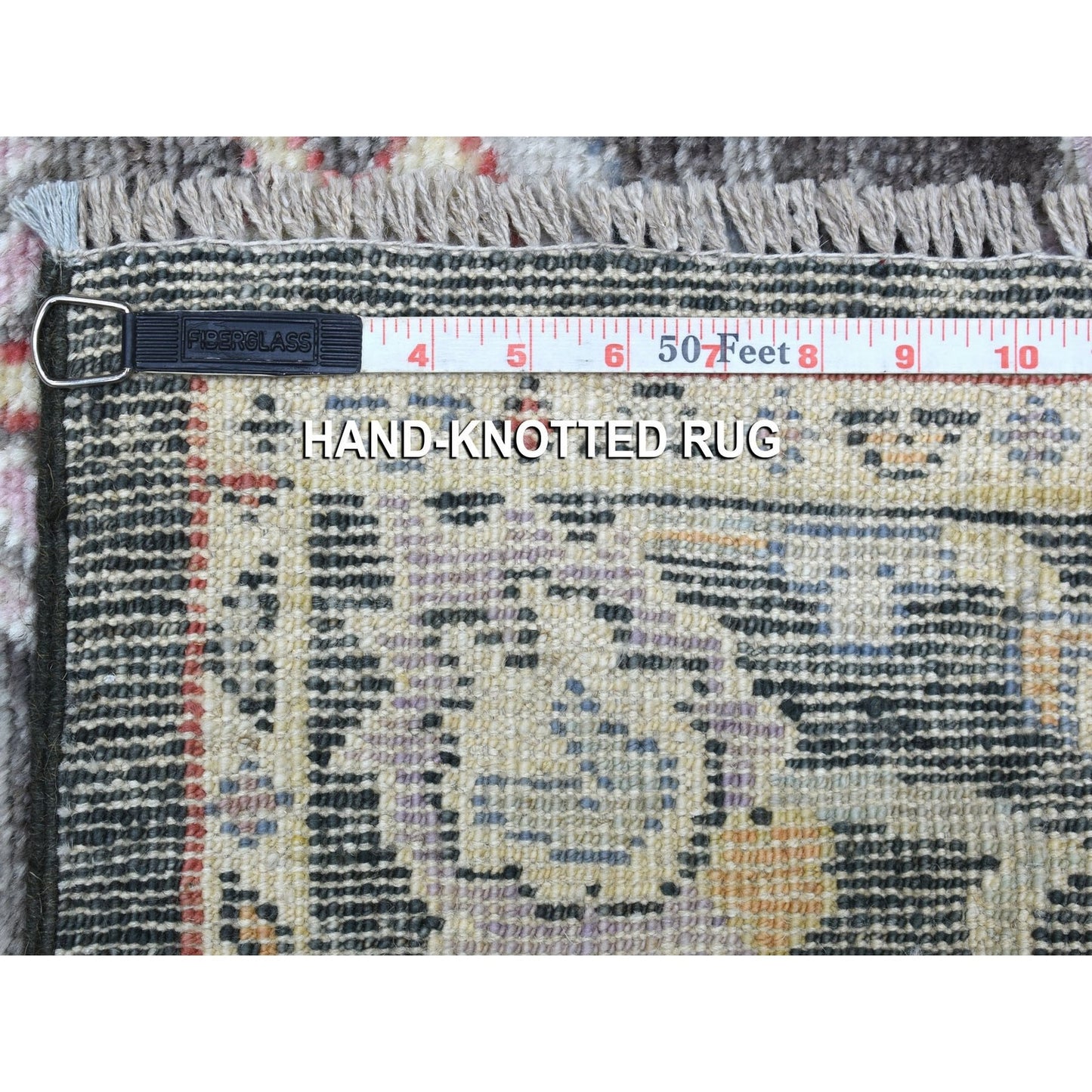 2'10"X9'10" Charcoal Black Angora Oushak Soft Wool Handknotted Runner Rug