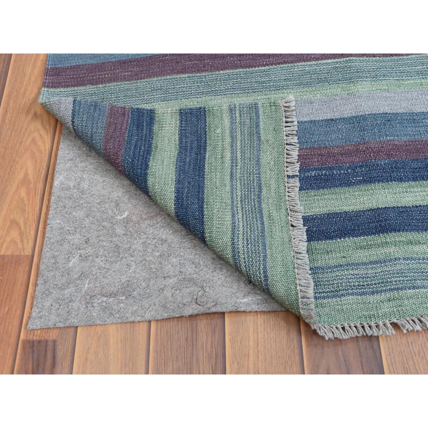 10'4"X14'2" Flat Weave Kilim Stripe Design Wool Hand Woven Over Size Rug