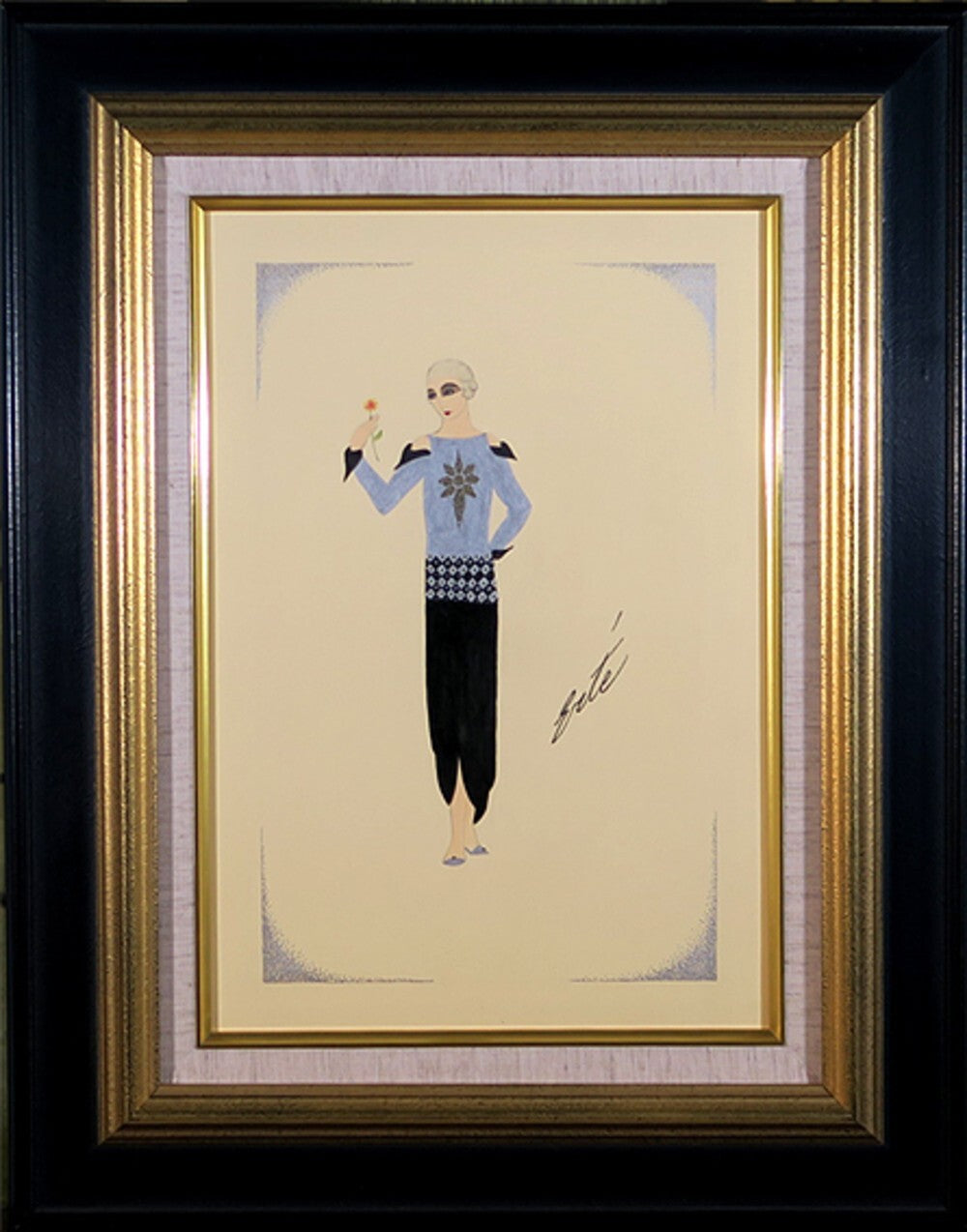 Erte Original Gouache Drawing Authentic Signed Framed Art Deco