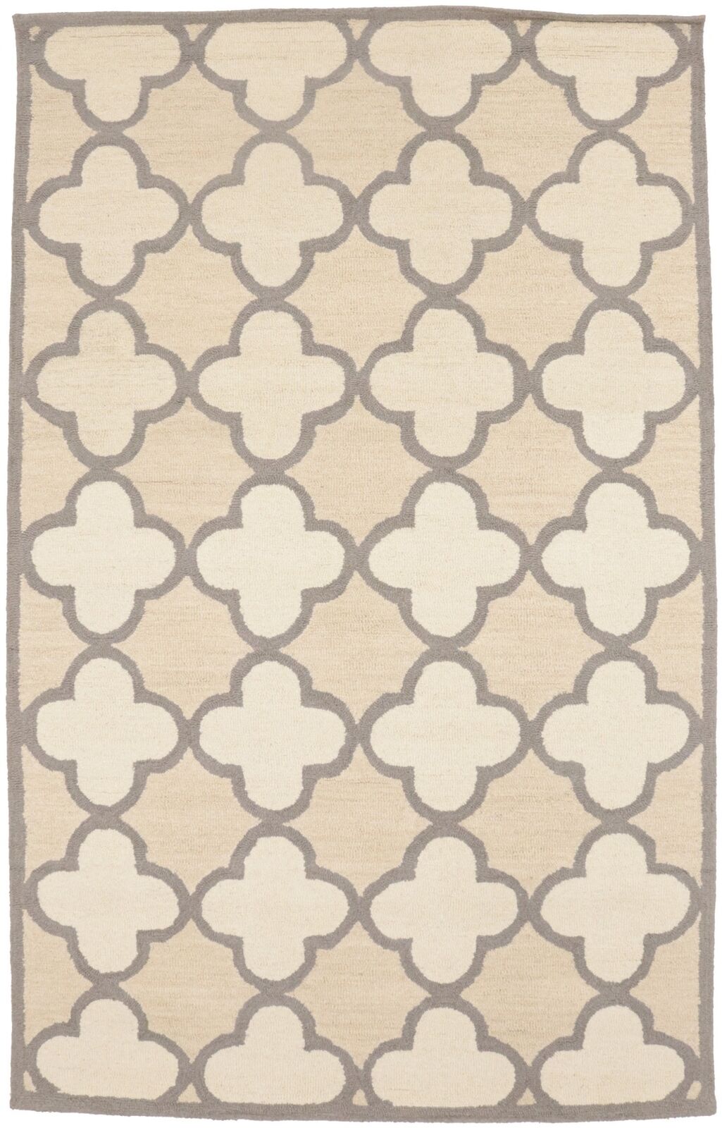Cream Beige Trellis Style Rug Hand-Tufted Modern