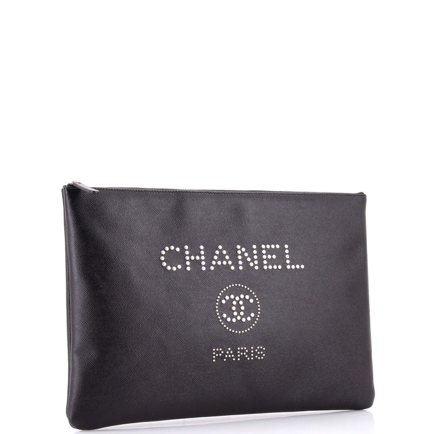 Chanel Deauville Pouch Studded Caviar Large