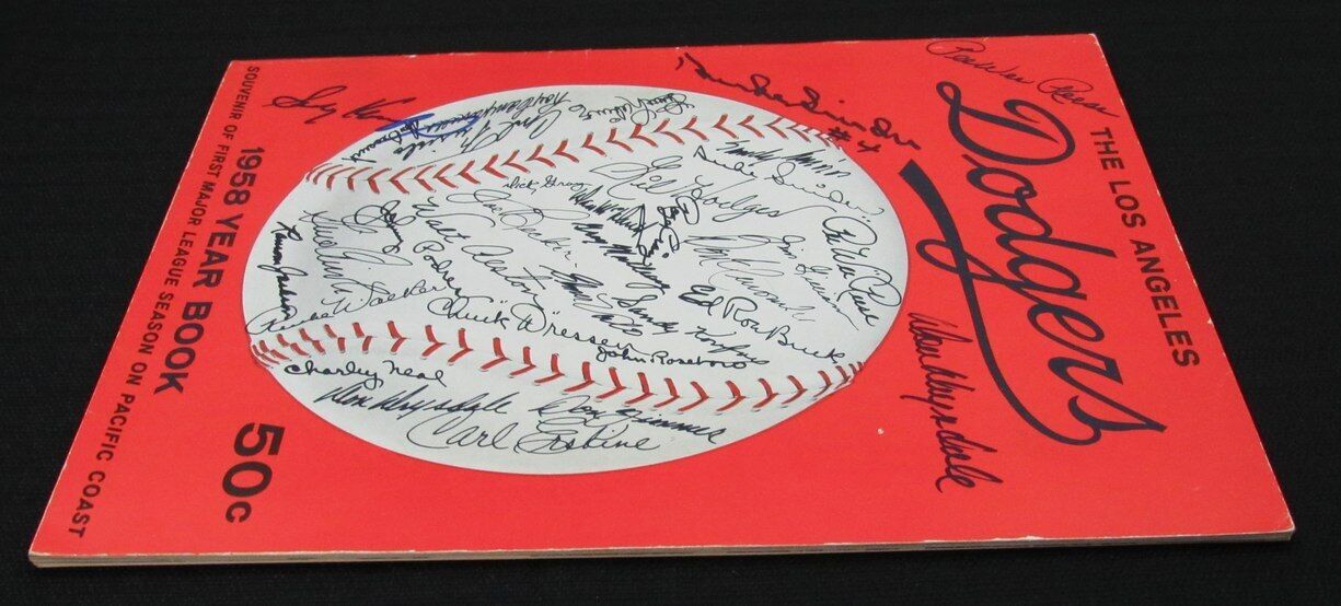 1958 Dodgers Signed/Auto (26) Yearbook Koufax