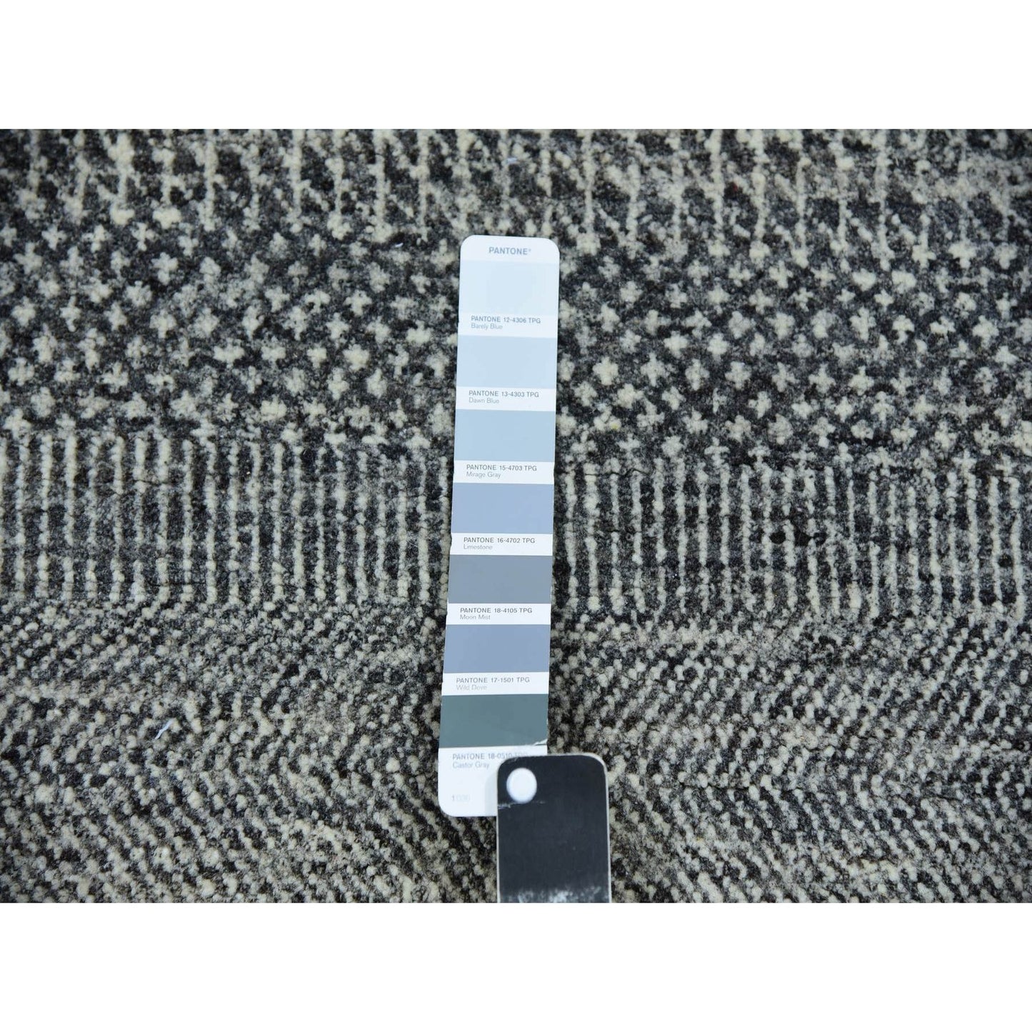 4'X10'2" Gray Modern Undyed Wool Grass Hand Knotted Wide Runner Rug