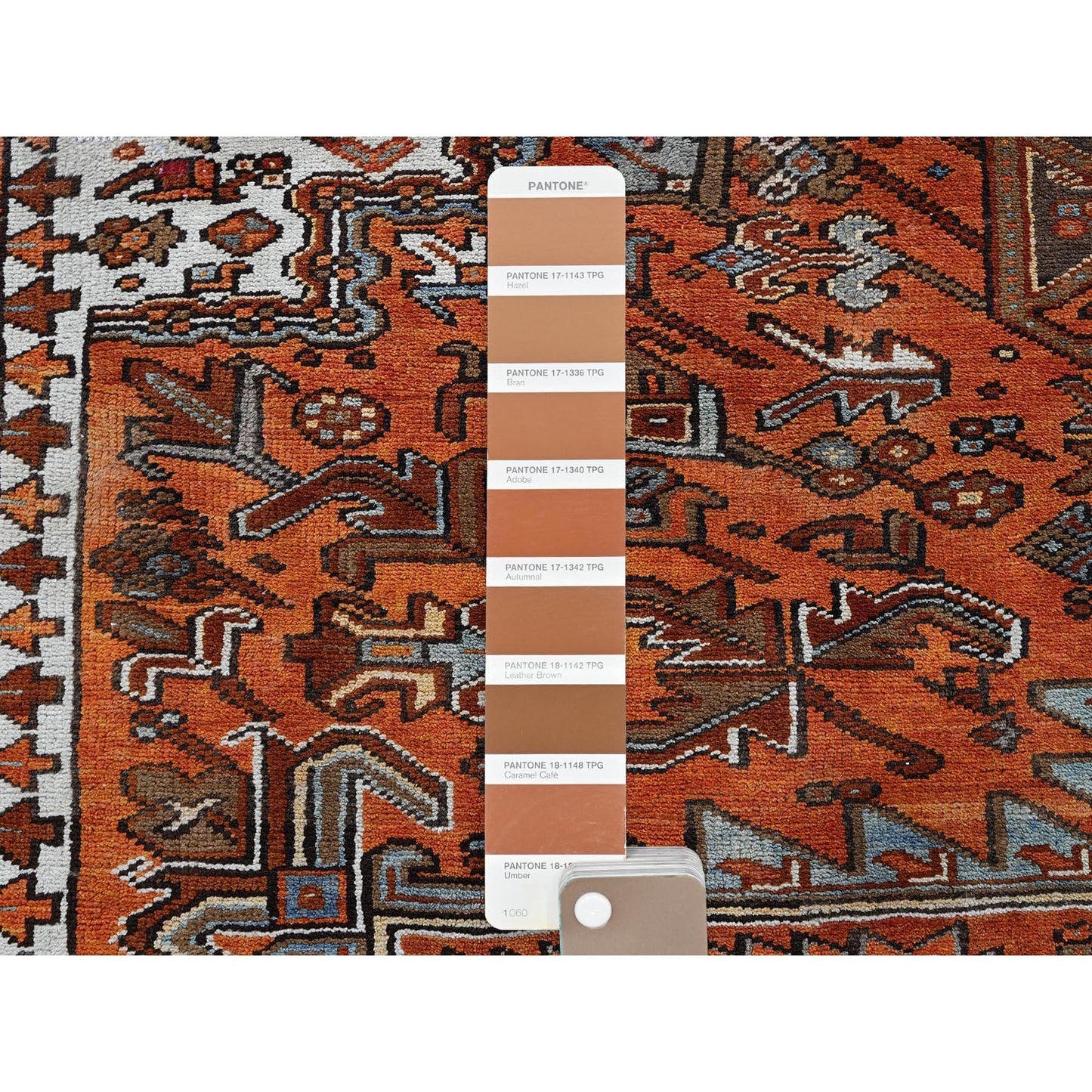10'X12' Burnt Orange Vintage Zoroastrian Heris Hand Knotted Pure Wool Rug
