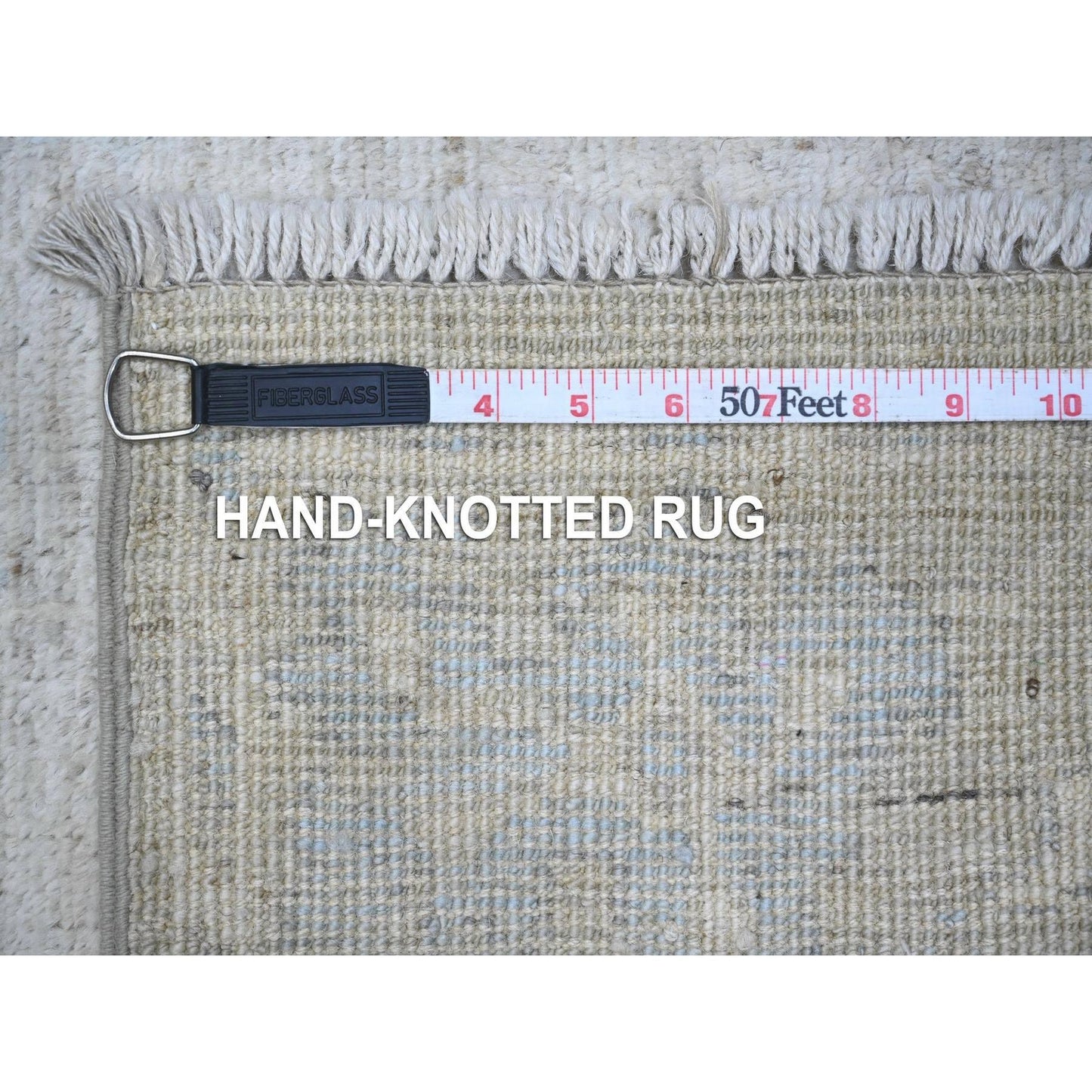 2'9"X12'1" Goose Gray Wool Weft Afghan Angora Oushak Runner Oriental Rug