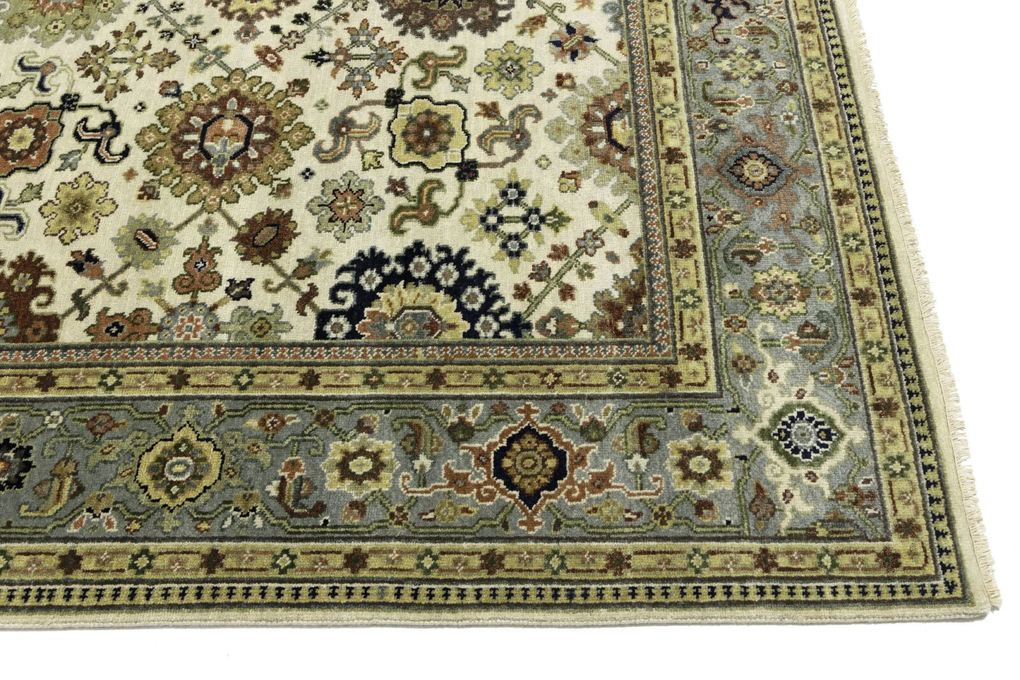 Wool Oriental Rug Geometric Style Carpet Farmho