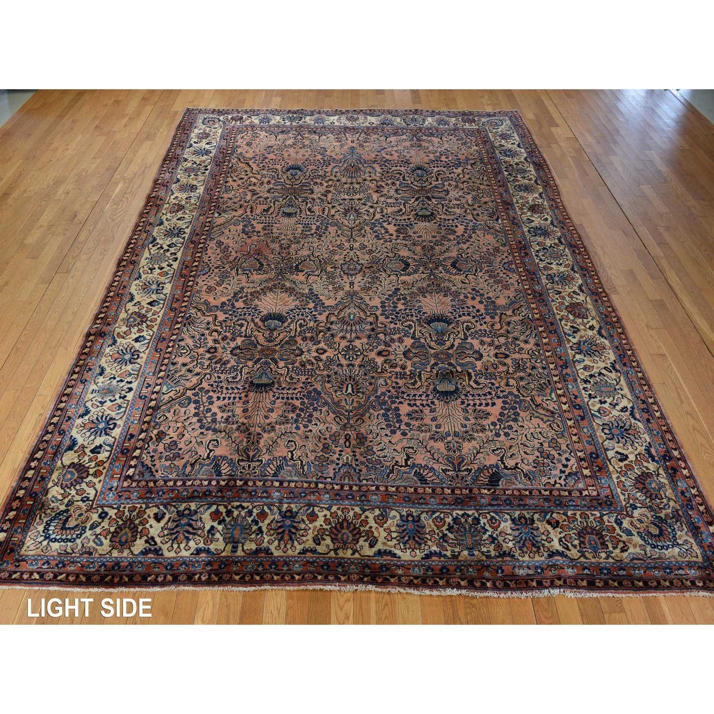 9'10"X13'7" Coral Salmon Antique Zoroastrian Pure Wool Hand Knotted Rug