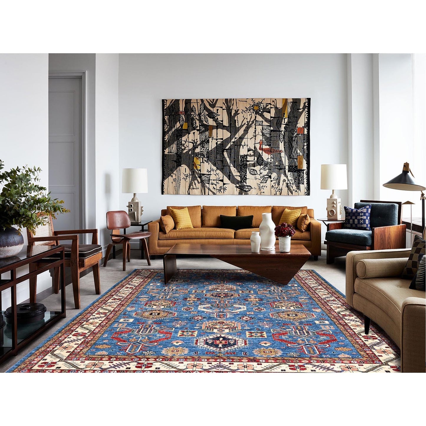 10'X13'5" Crystal Teal Blue Super Kazak Tribal Medallion Oriental Rug