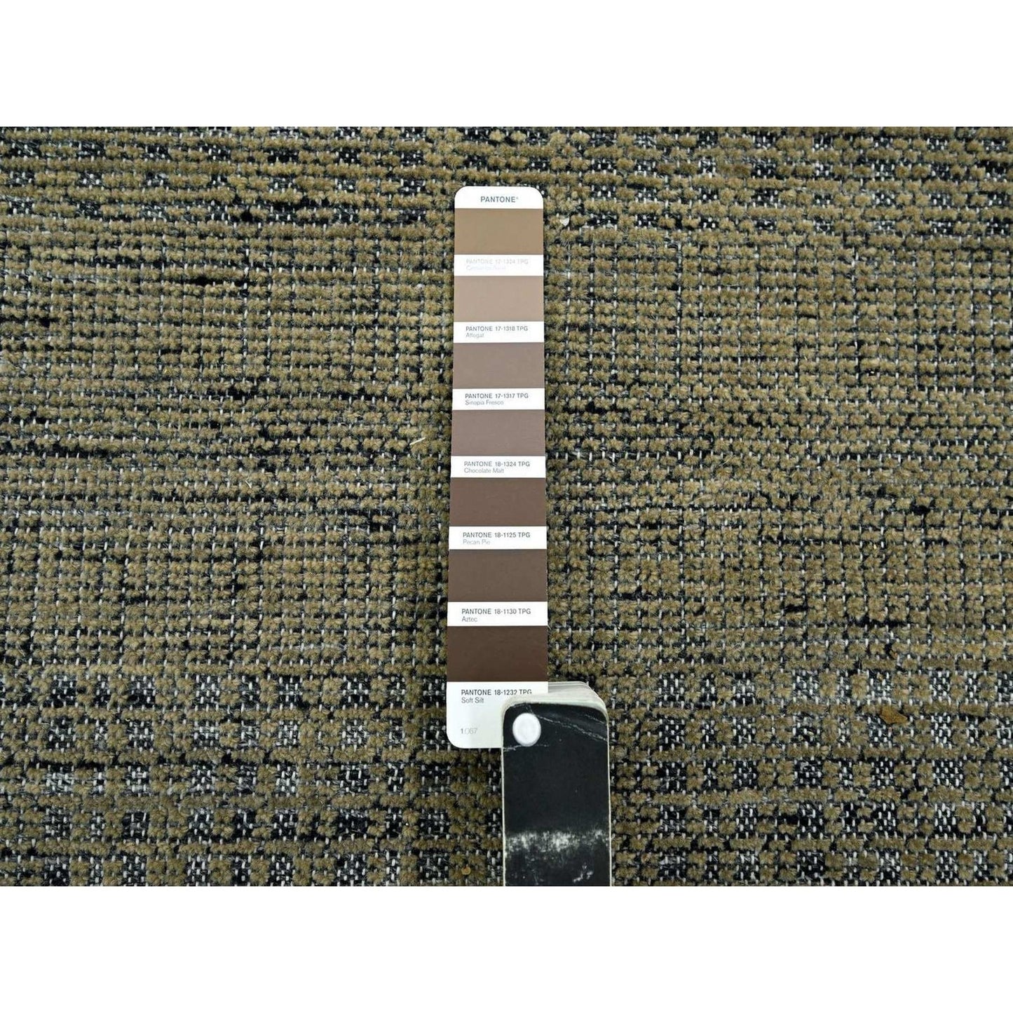 12'X12' Brown Hand Knotted Rug Pure Wool Oxidized Grass Design Round
