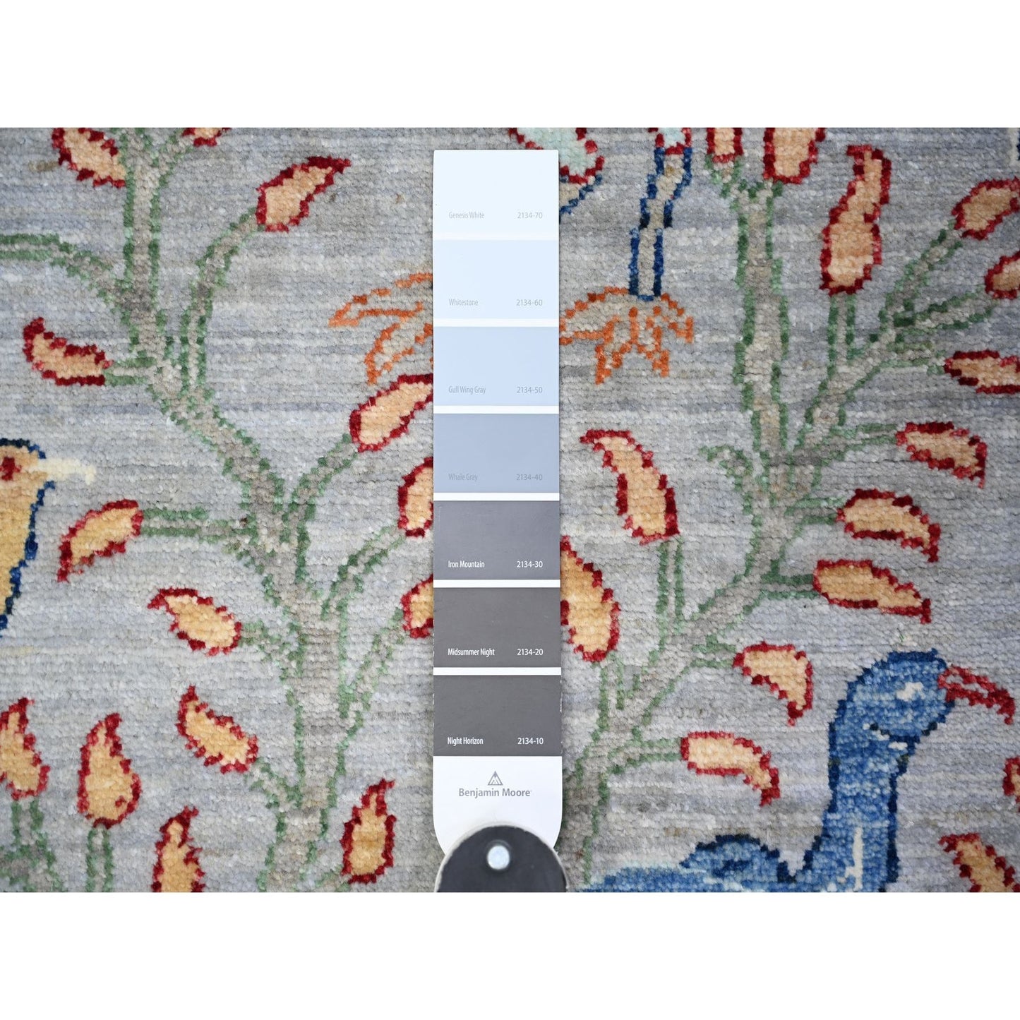 2'9"X7'7" Ash Gray Afghan Peshawar Wool Hand Knotted Runner Oriental Rug