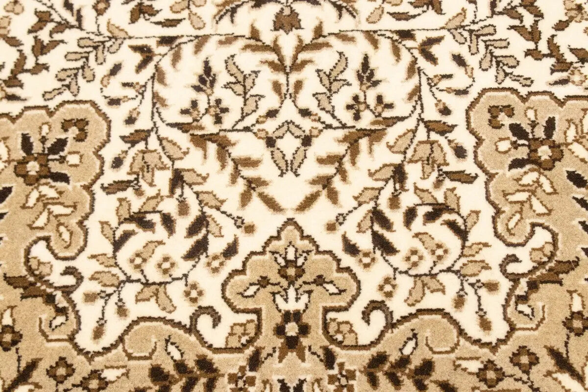 Handmade Vintage Style Cream Floral Kirman Rug