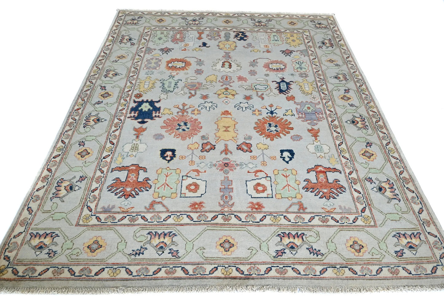 Handmade Kazak Pakistan Rug 5X7 Ft Gray Floral