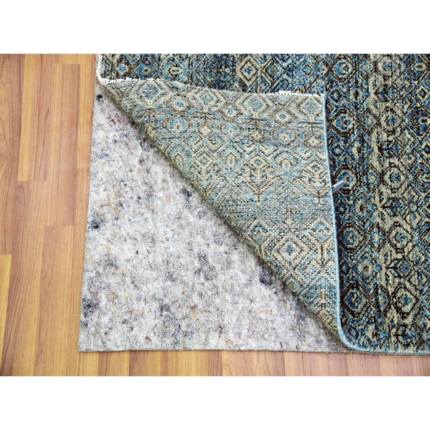 2'6"X10' Blue 100% Wool Hand Knotted Kohinoor Herrita Design Runner Rug