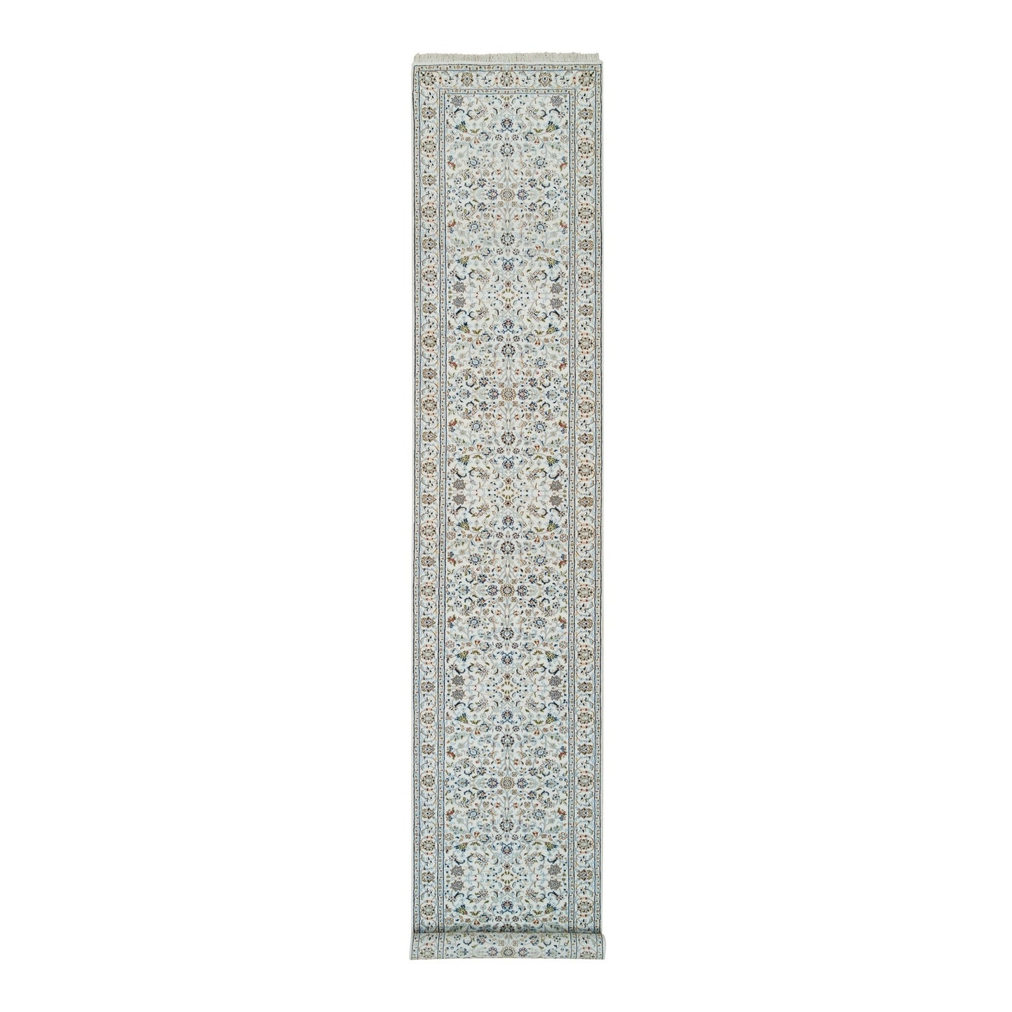 2'8"X16'4" Ivory Hand Knotted Nain Design 250 Kpsi Wool Xl Runner Rug
