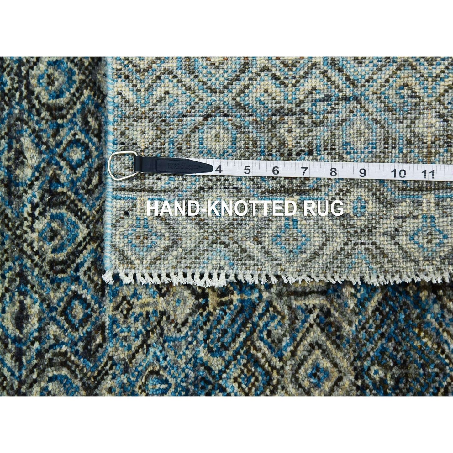 2'6"X10' Blue 100% Wool Hand Knotted Kohinoor Herrita Design Runner Rug
