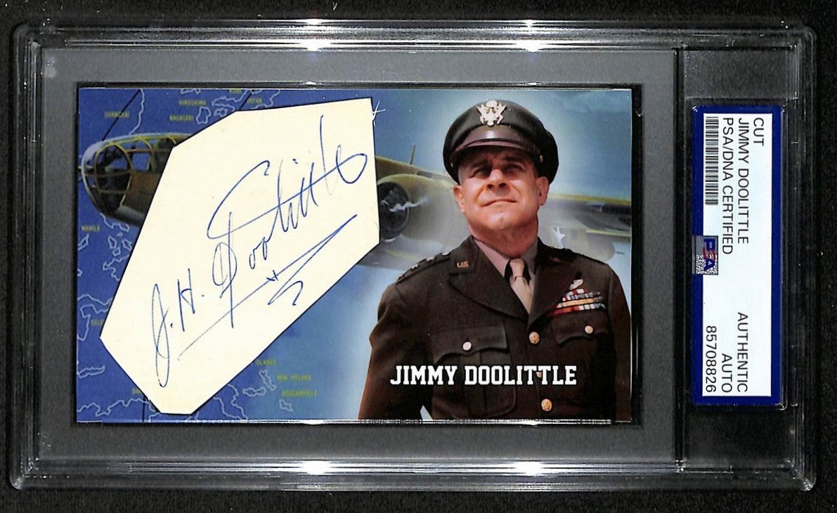 Jimmy Doolittle Autographed/Signed Cut 3x5 Custom Card PSA/DNA Pilot BA203723