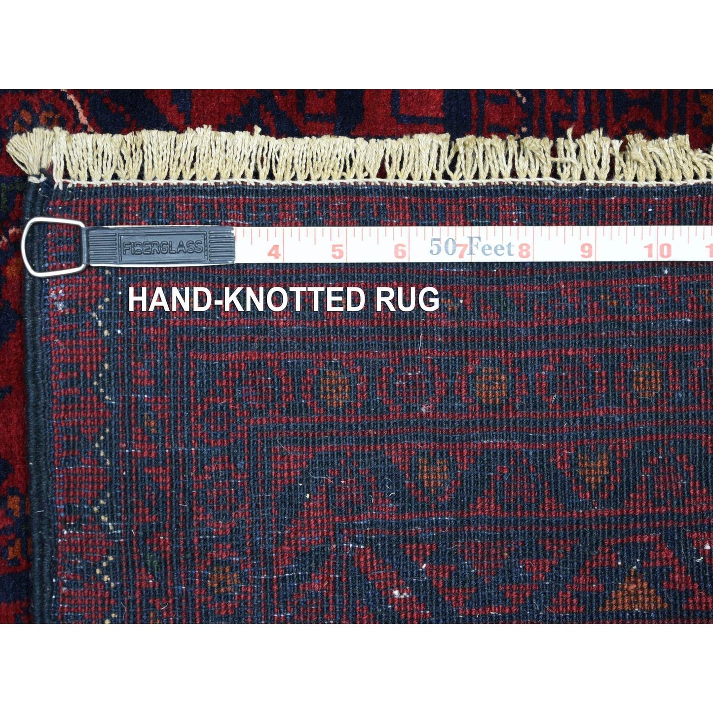 5'6"X8' Deep Red Afghan Khamyab Soft And Shiny Wool Hand Knotted Rug